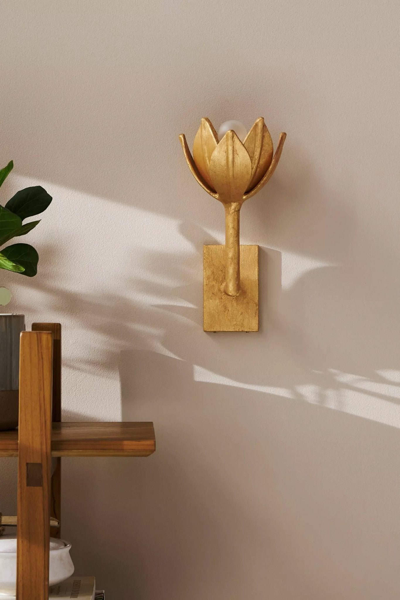 Clira Brass Lotus Bloom Wall Lamp