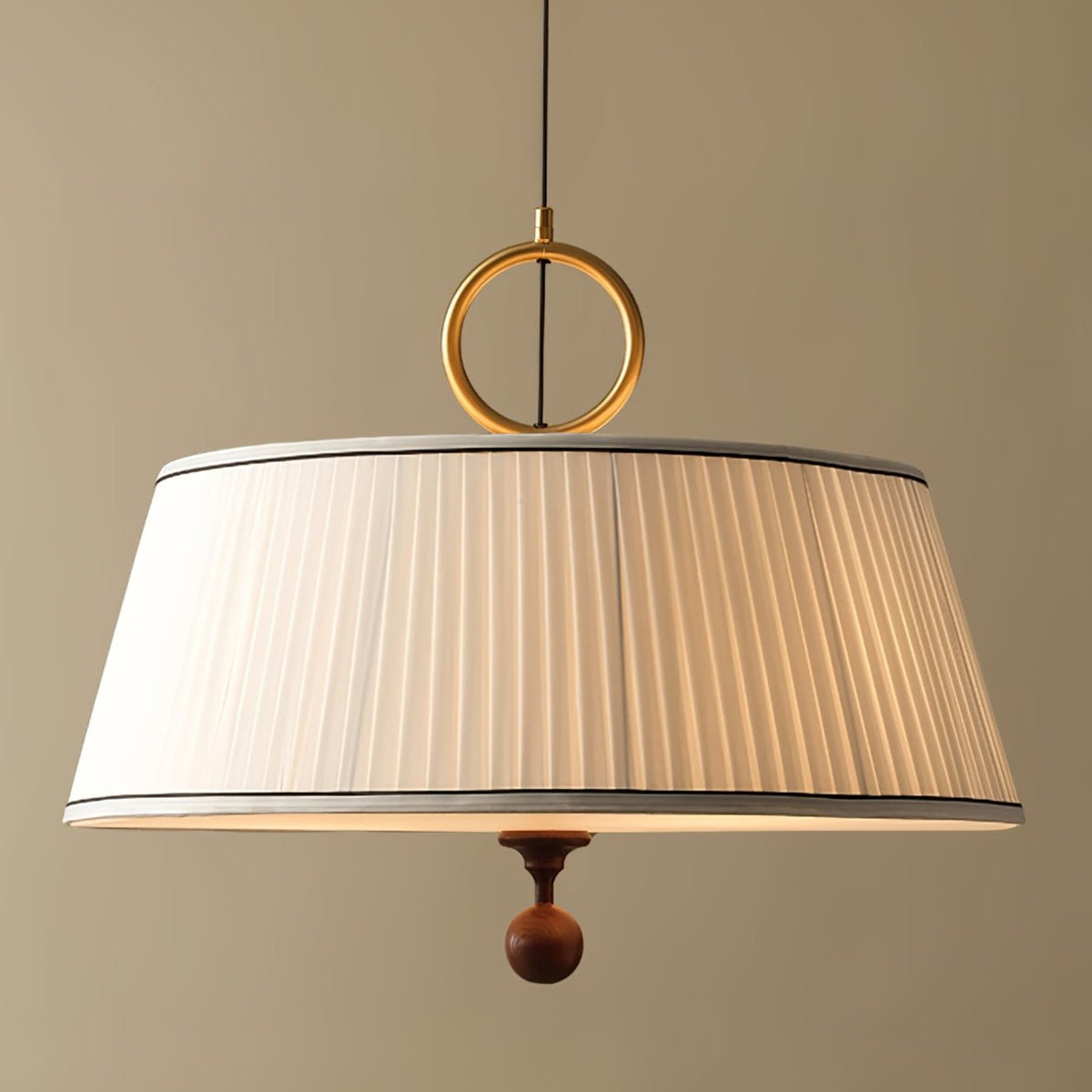 Quvlen Traditional Natural Wood Fabric Pendant Lamp