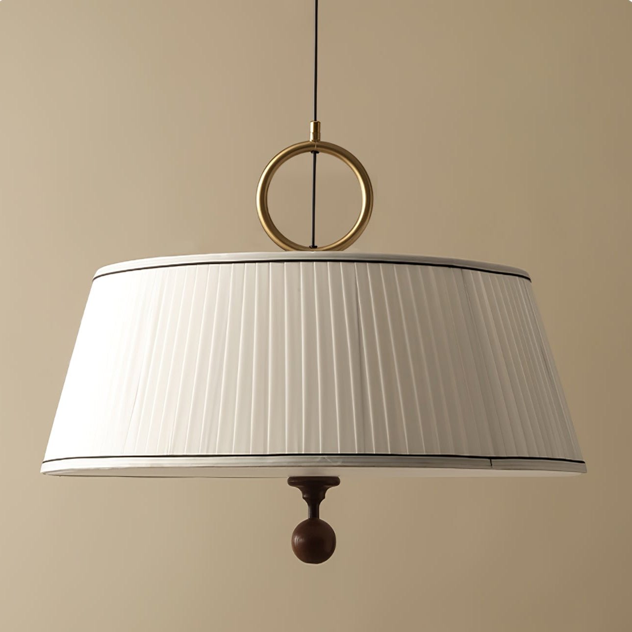 Quvlen Traditional Natural Wood Fabric Pendant Lamp