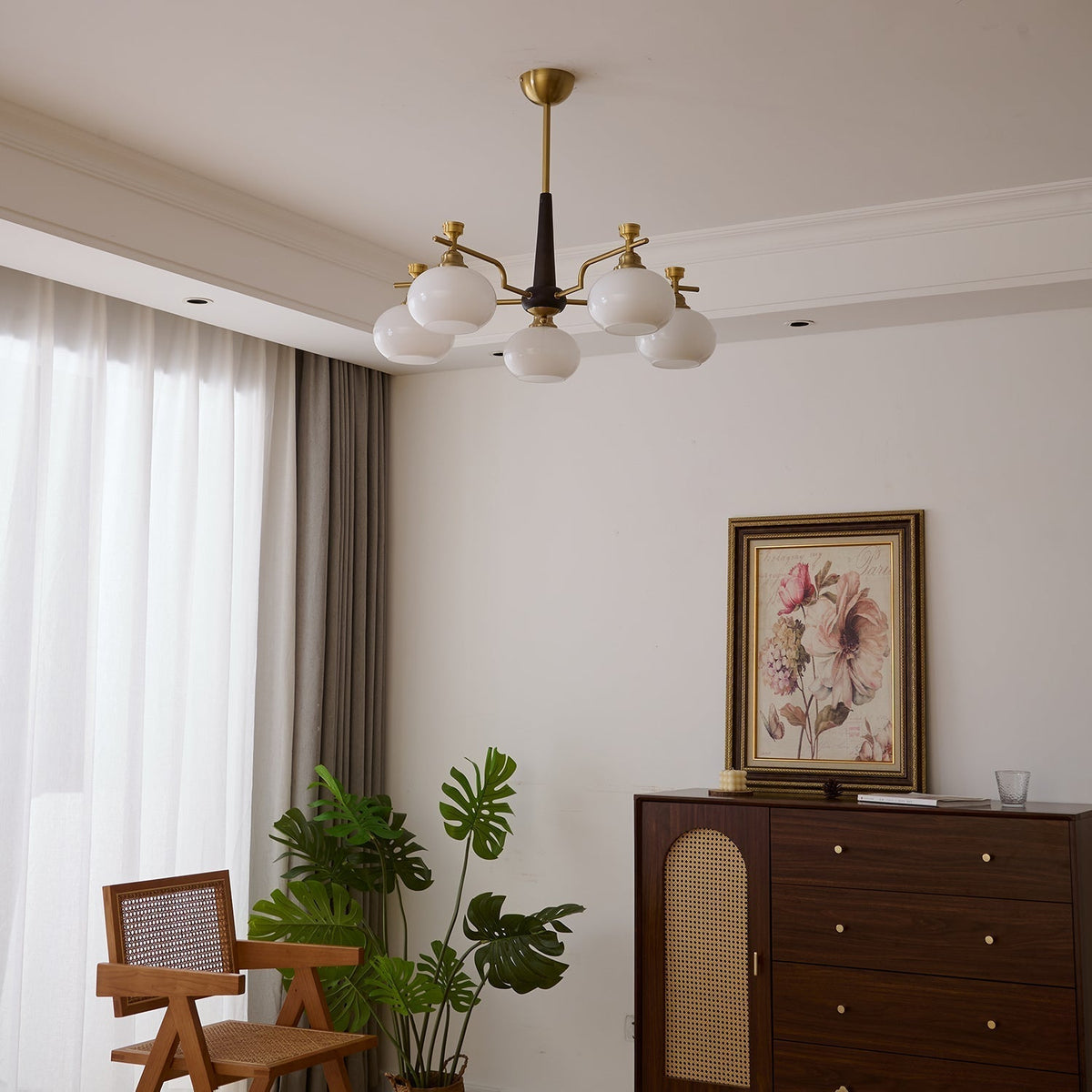 Velirara Traditional Unique Sphere Wood Glass Chandelier