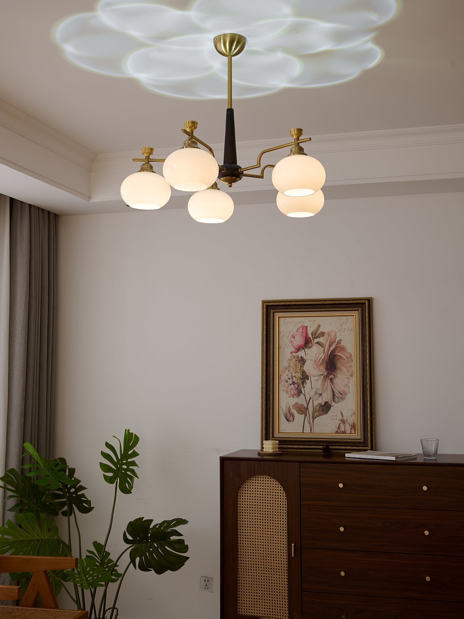 Velirara Traditional Unique Sphere Wood Glass Chandelier