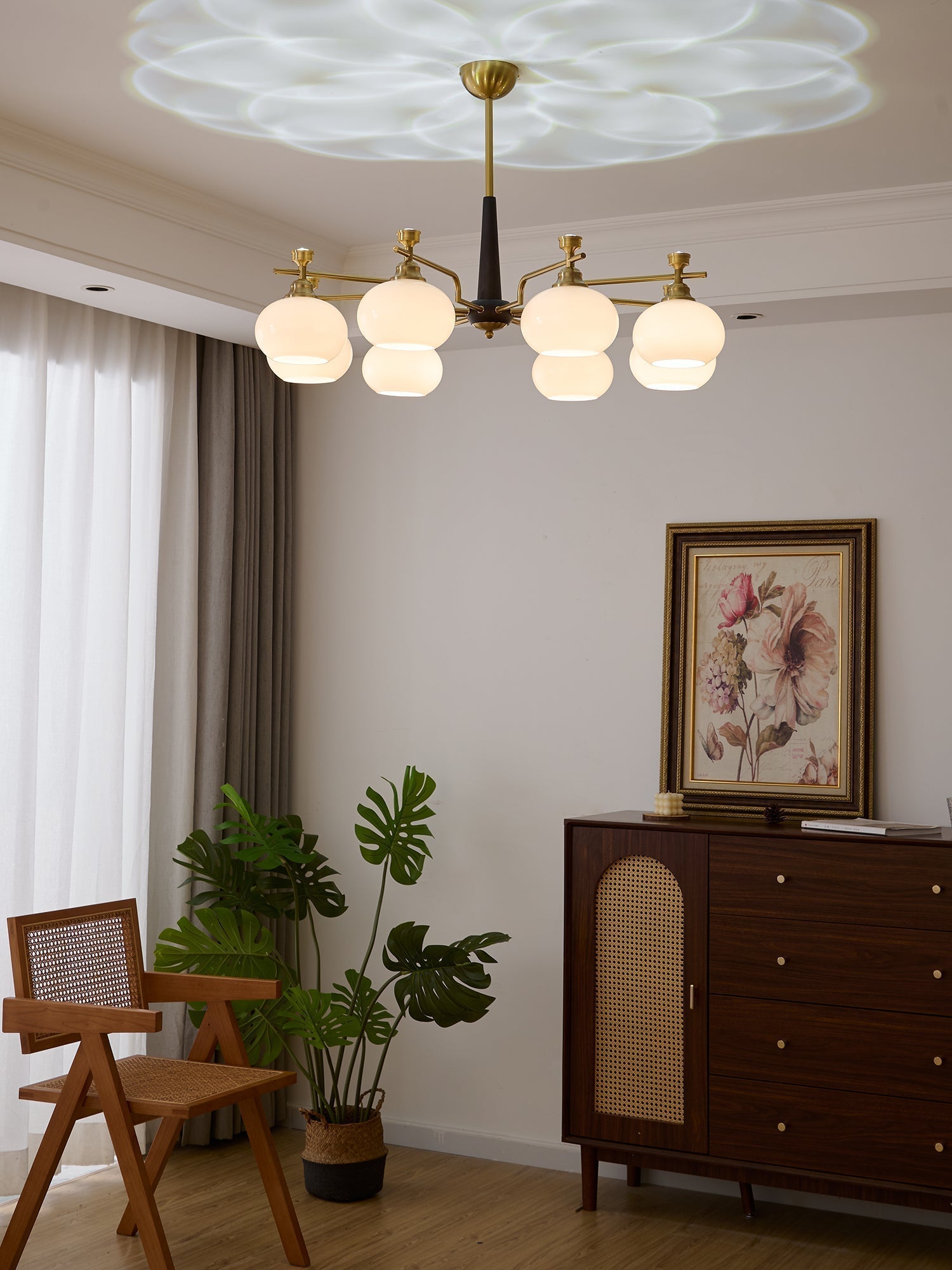 Velirara Traditional Unique Sphere Wood Glass Chandelier