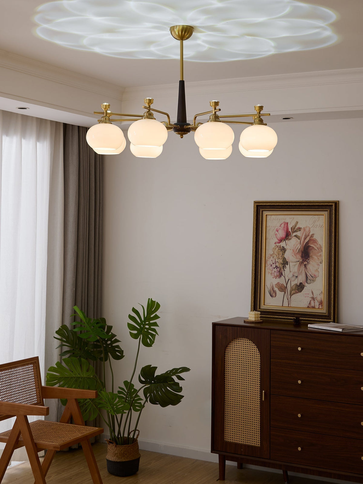 Velirara Traditional Unique Sphere Wood Glass Chandelier