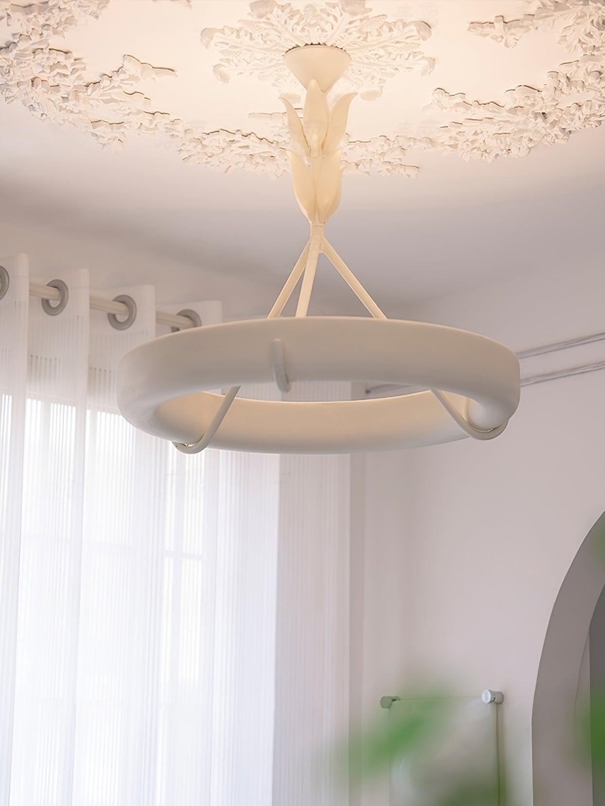 Eixor Chandelier Plaster White Floral Shape Minimalist