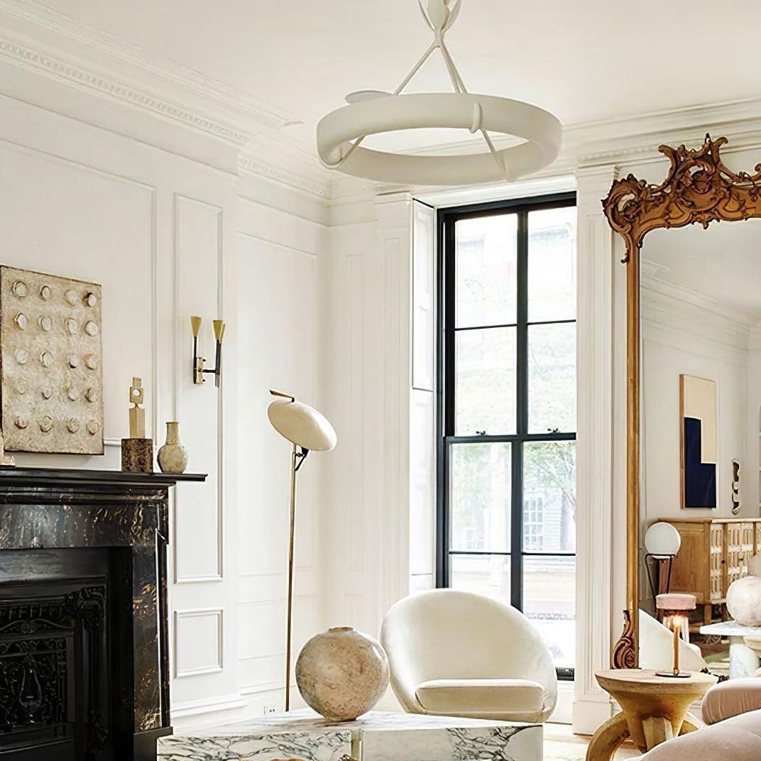 Eixor Chandelier Plaster White Floral Shape Minimalist