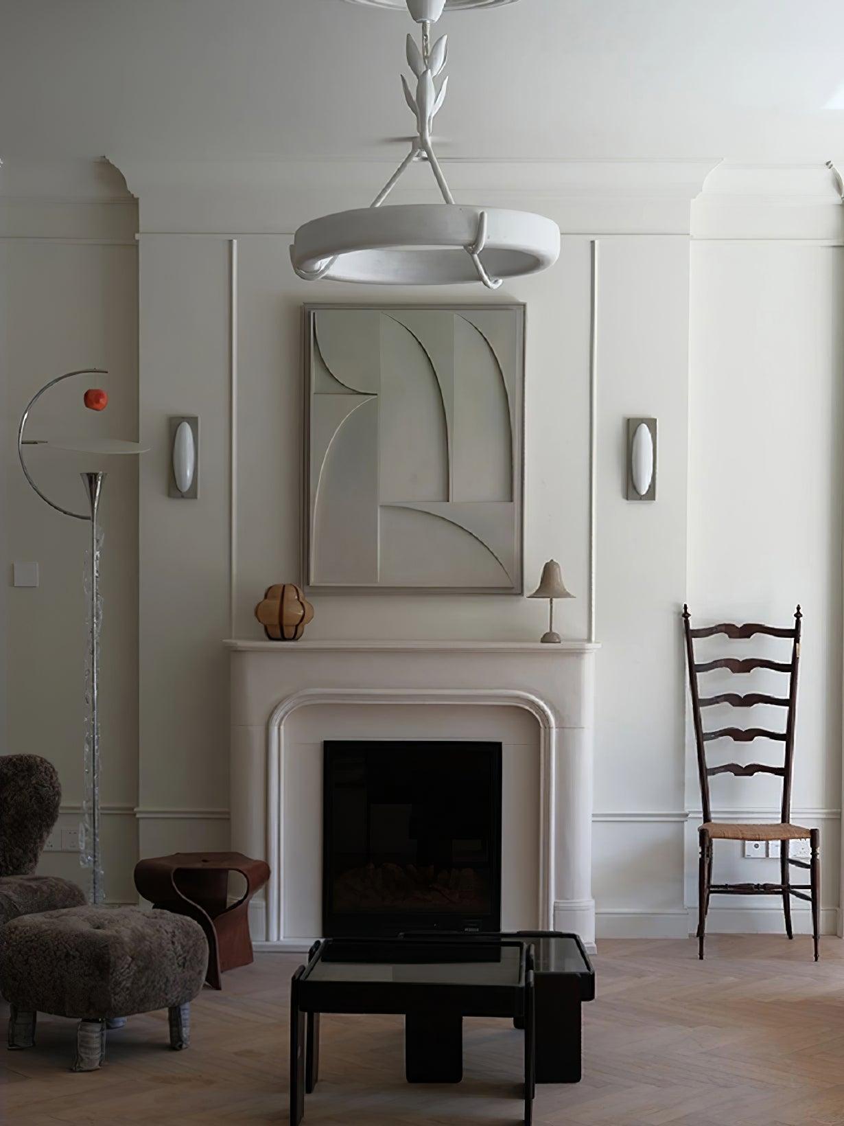 Eixor Chandelier Plaster White Floral Shape Minimalist
