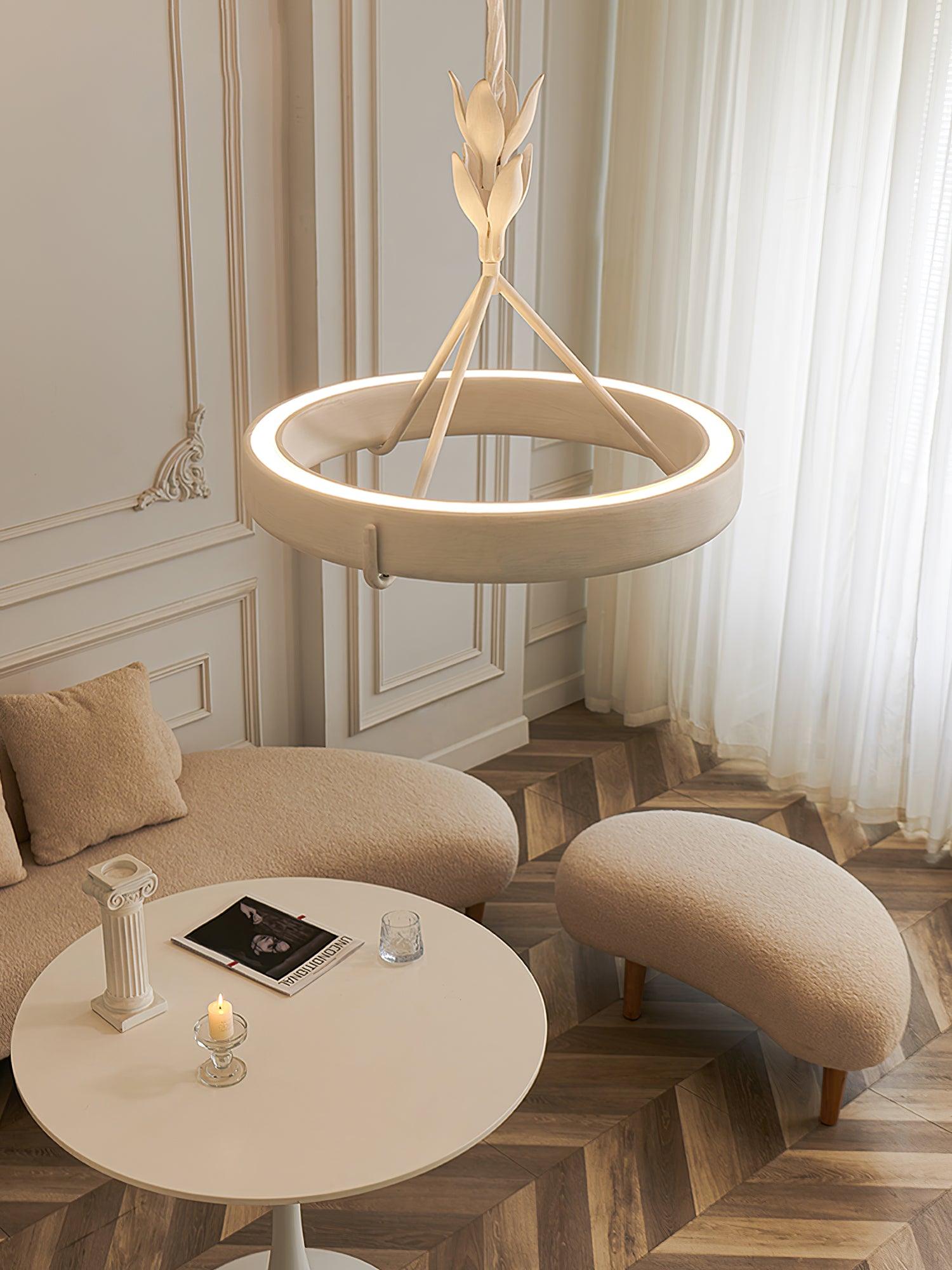 Eixor Chandelier Plaster White Floral Shape Minimalist