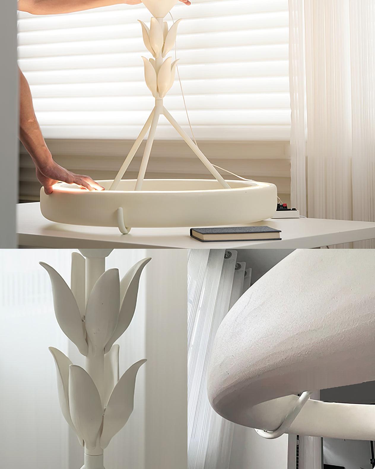 Eixor Chandelier Plaster White Floral Shape Minimalist