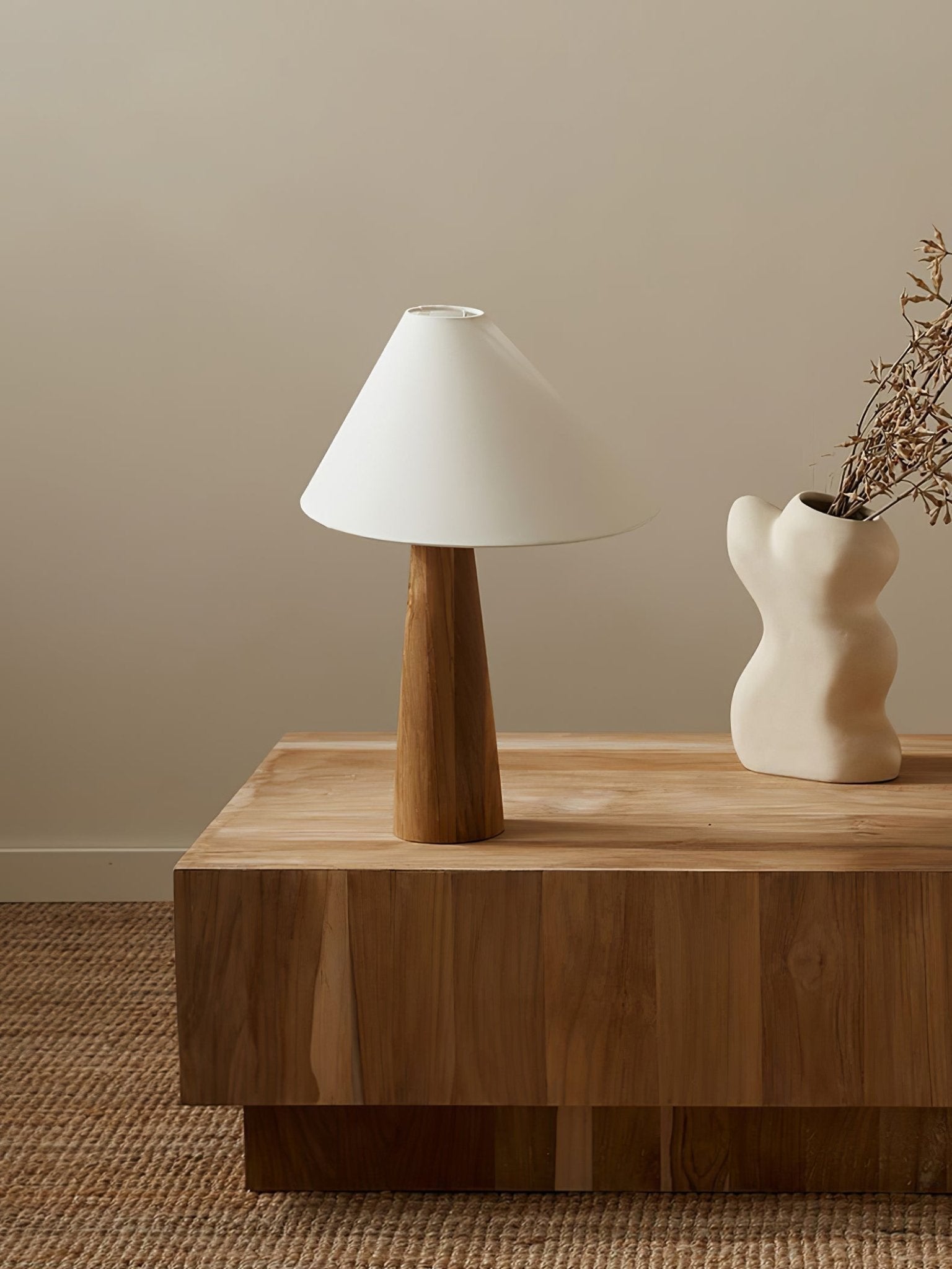 Mirose Wood Fabric Rustic Table Lamp