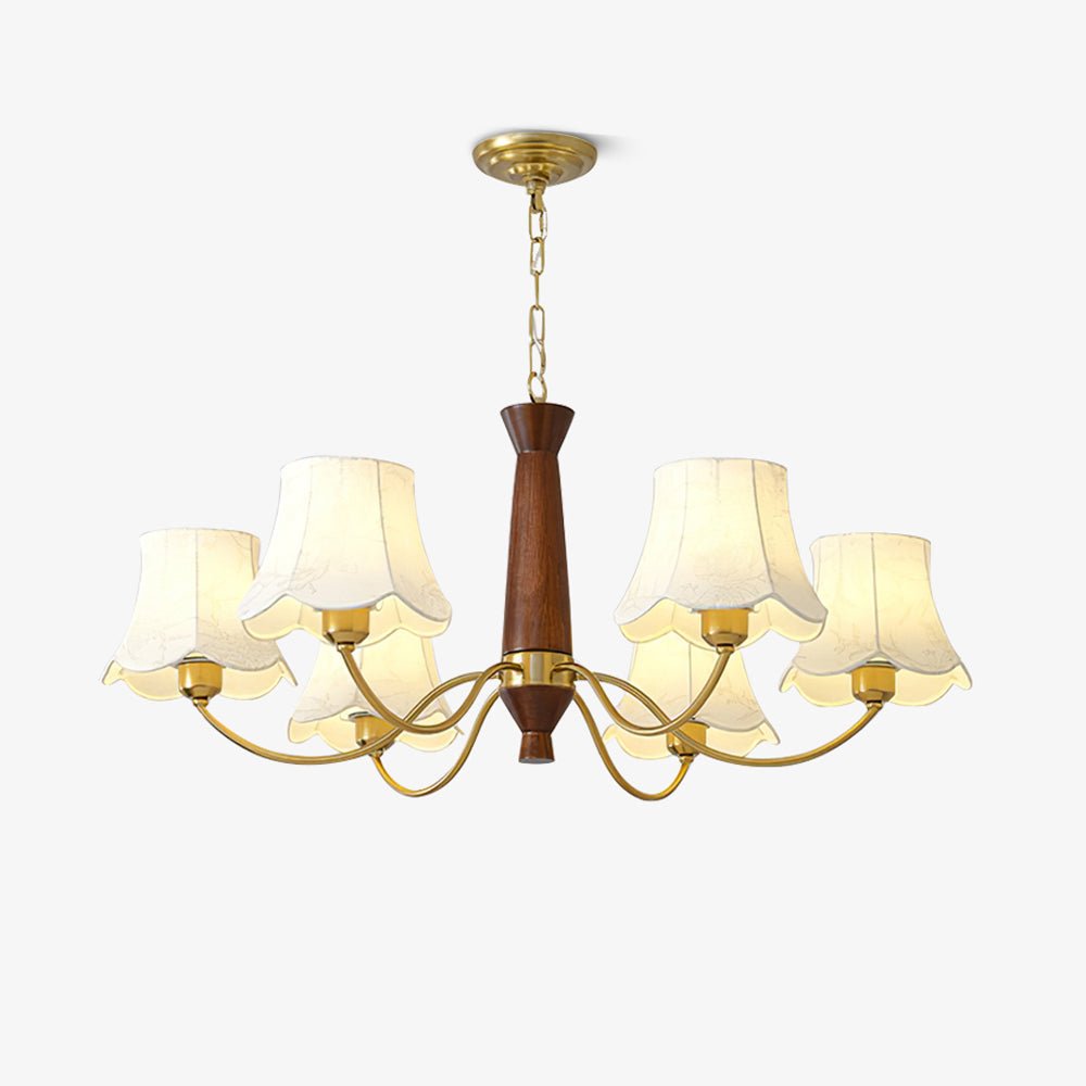 Kaelith Chandelier Brass Fabric Curved Arms