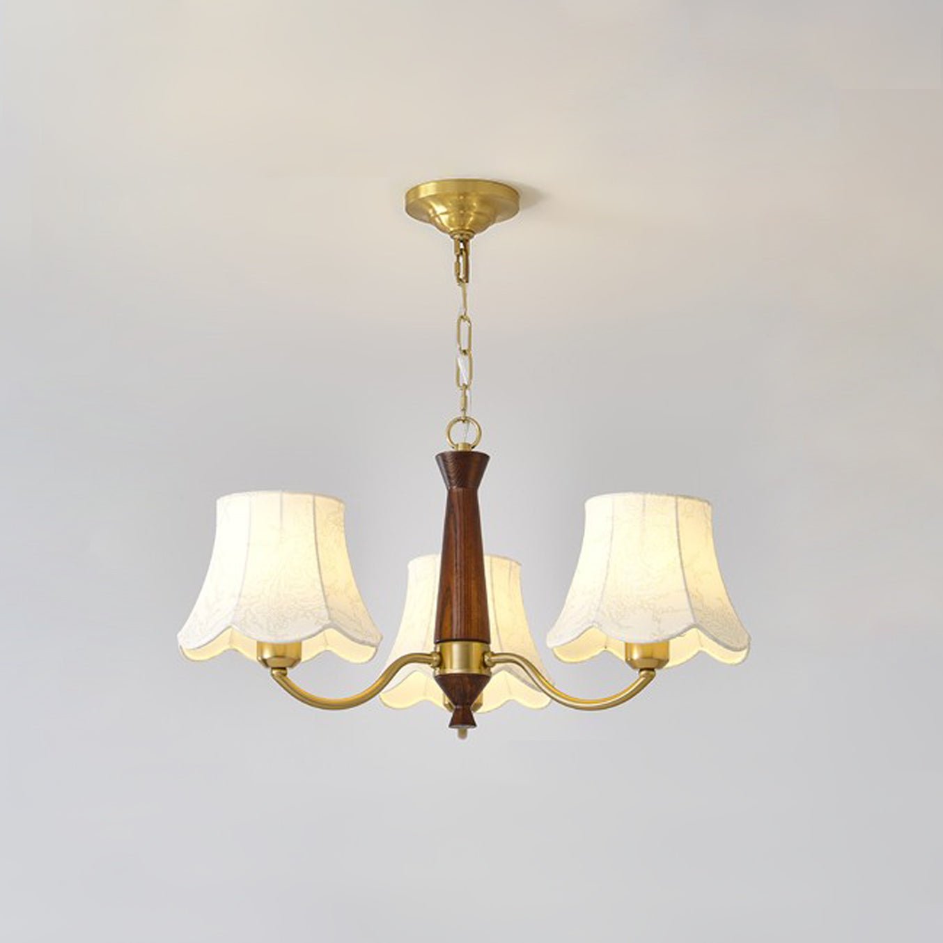 Kaelith Chandelier Brass Fabric Curved Arms