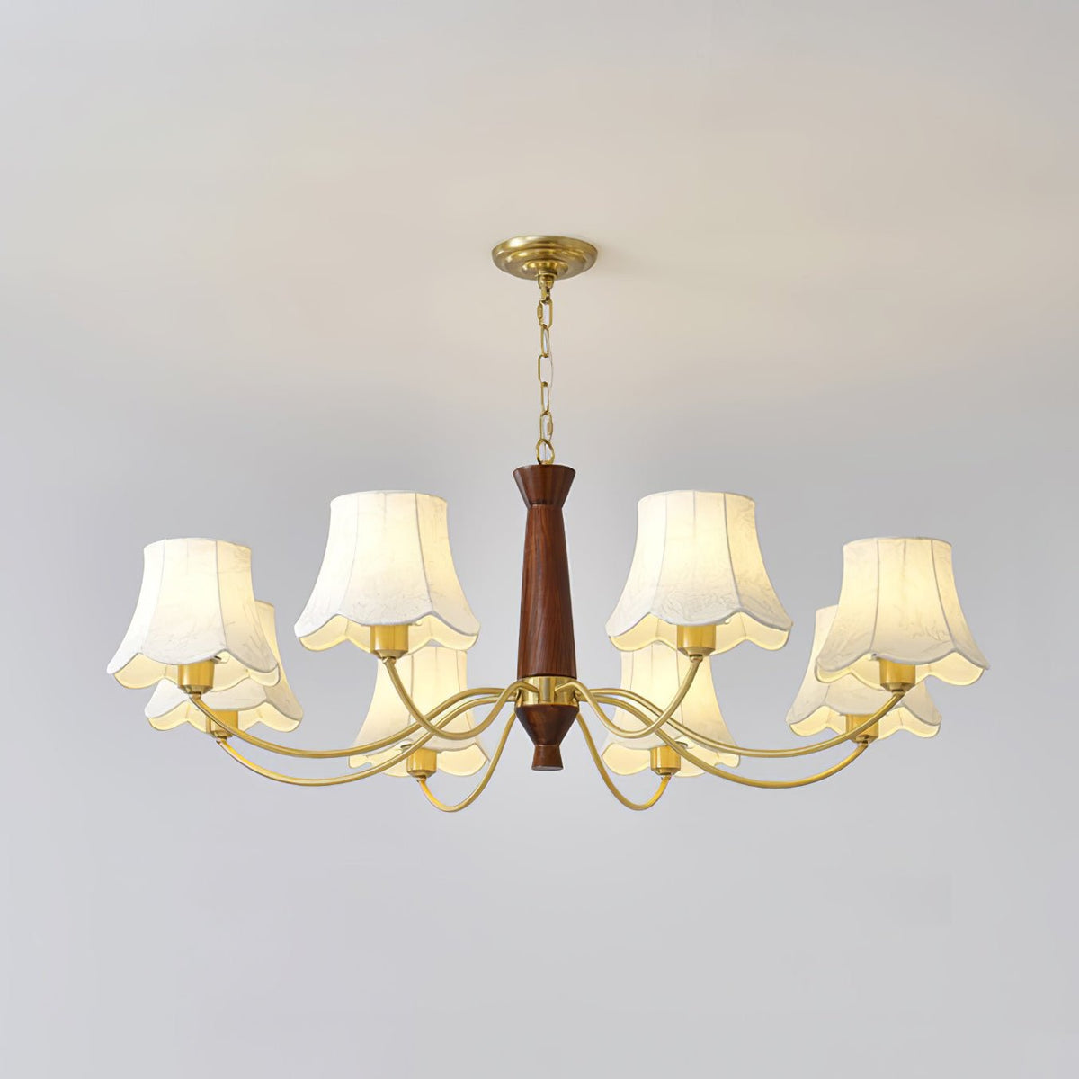 Kaelith Chandelier Brass Fabric Curved Arms