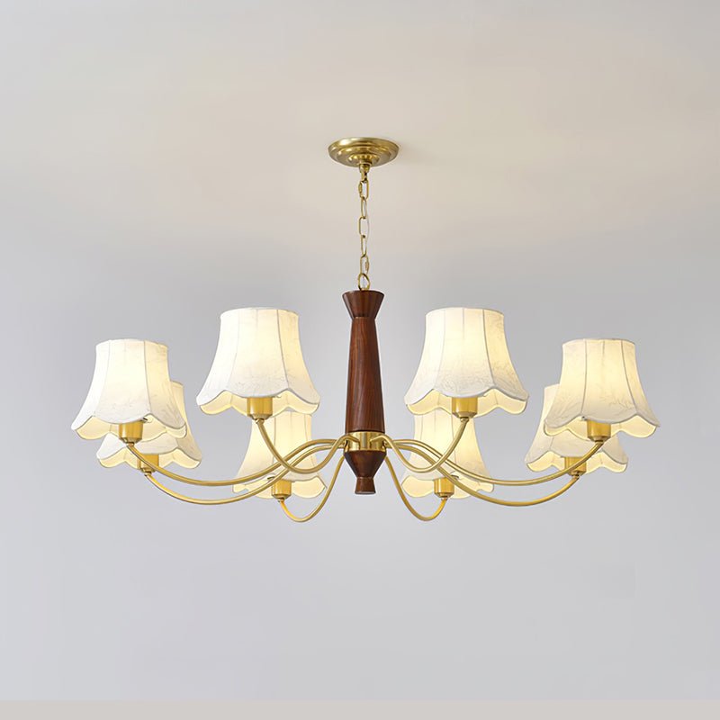 Kaelith Chandelier Brass Fabric Curved Arms