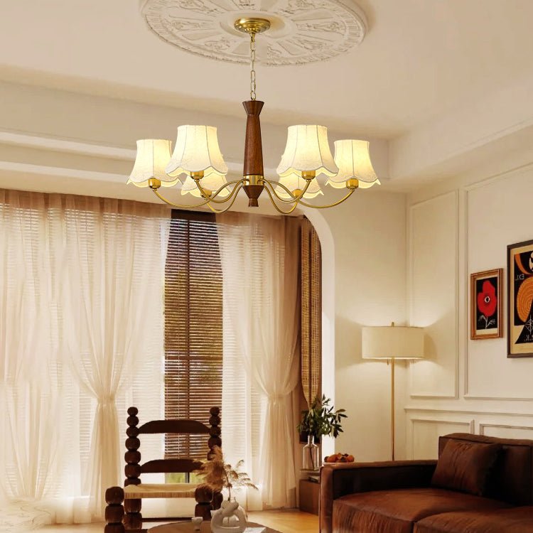Kaelith Chandelier Brass Fabric Curved Arms