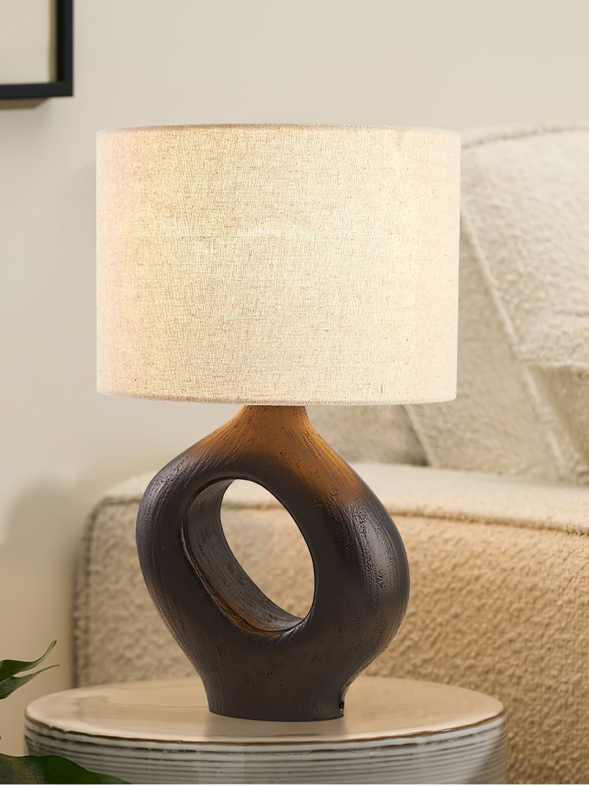 Lumestic Sculptural Resin Fabric Table Lamp
