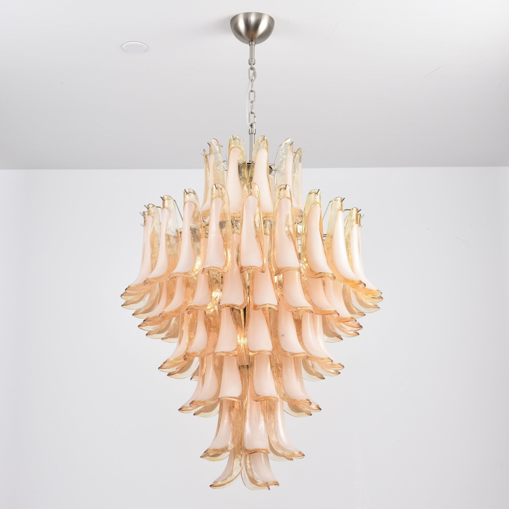 Celalian Chandelier Amber Murano Glass Petal Layered Luxury