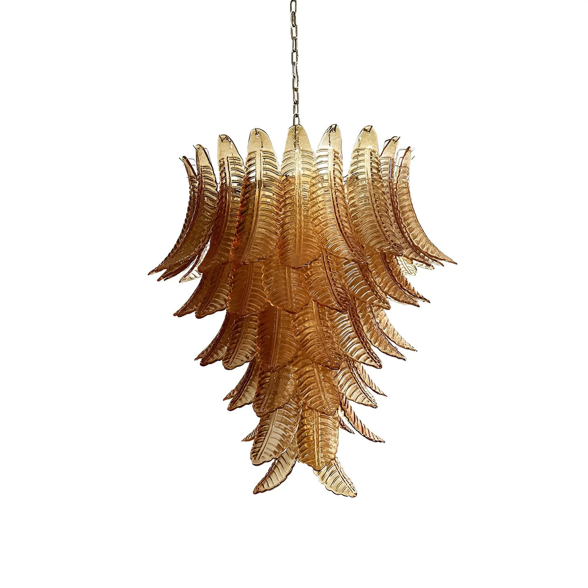 Veleena Chandelier Amber Murano Glass Leaves Layered