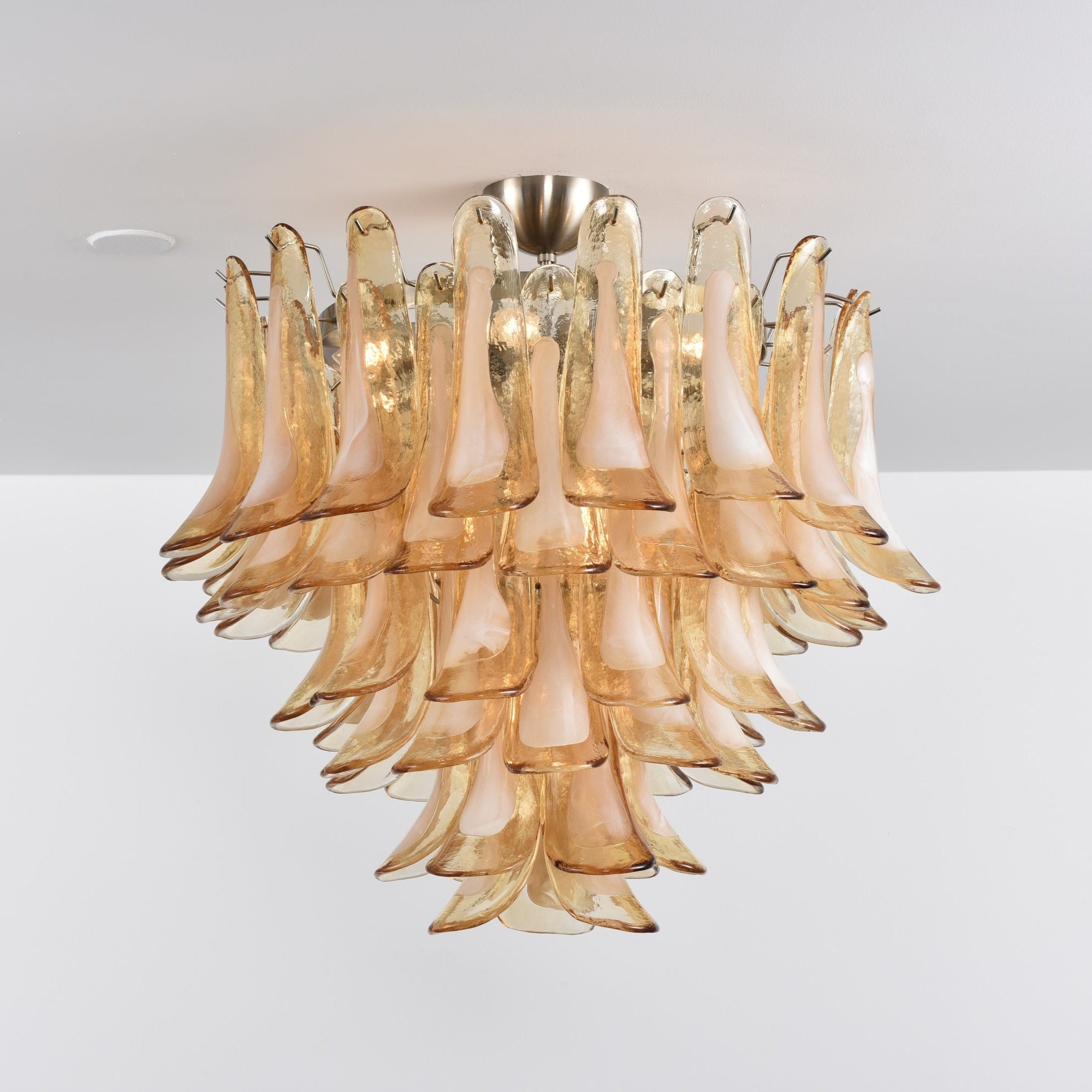 Celelise Ceiling Lamp Amber Petal Glass Layered Vintage
