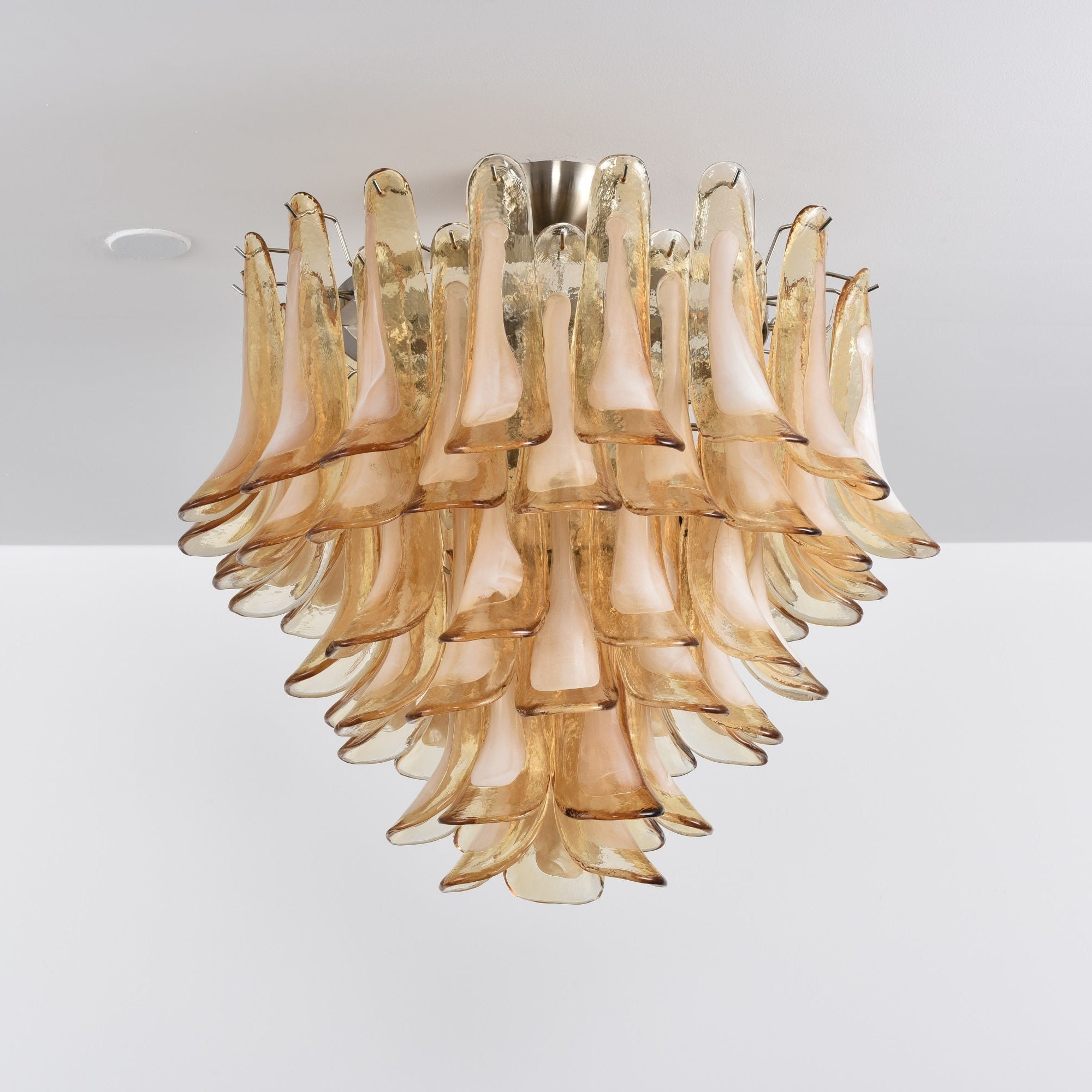 Celelise Ceiling Lamp Amber Petal Glass Layered Vintage