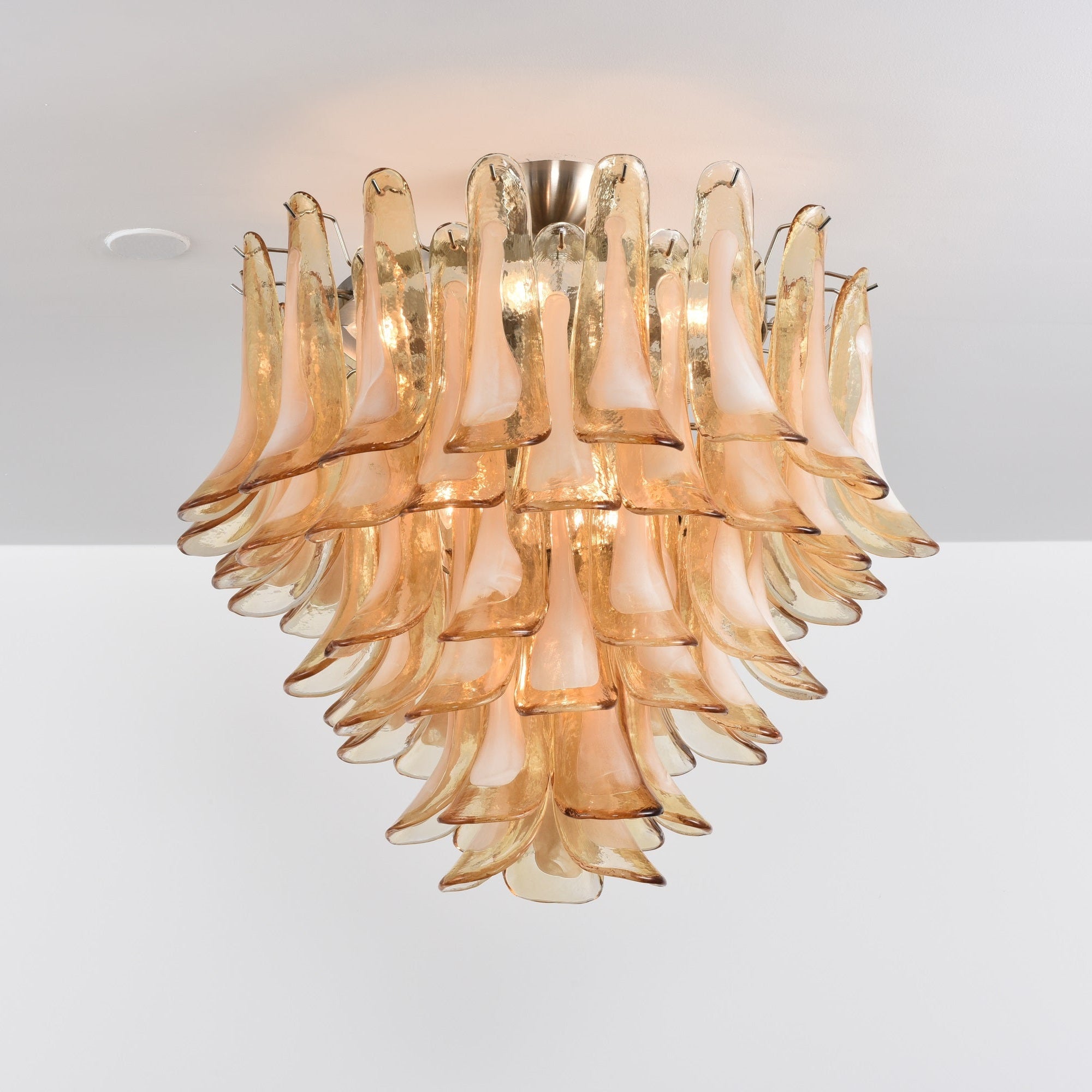 Celelise Ceiling Lamp Amber Petal Glass Layered Vintage
