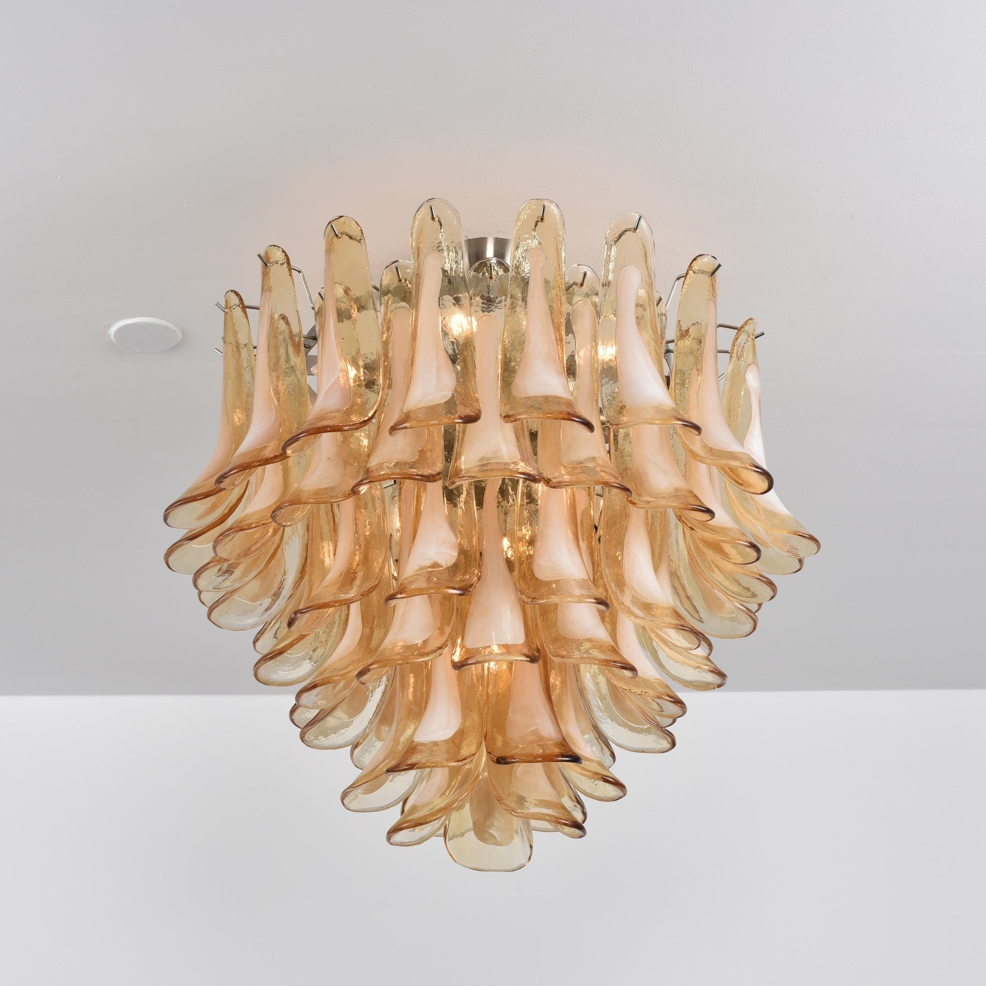 Celelise Ceiling Lamp Amber Petal Glass Layered Vintage