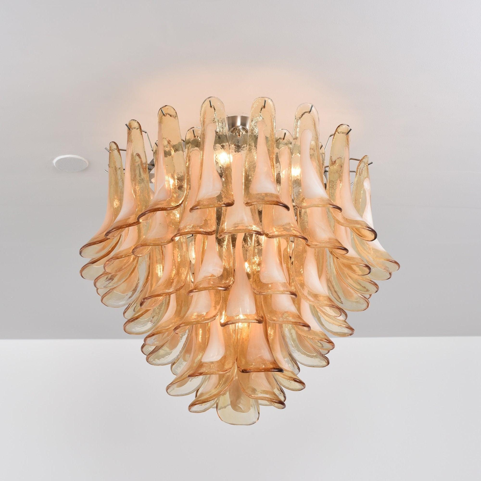 Celelise Ceiling Lamp Amber Petal Glass Layered Vintage