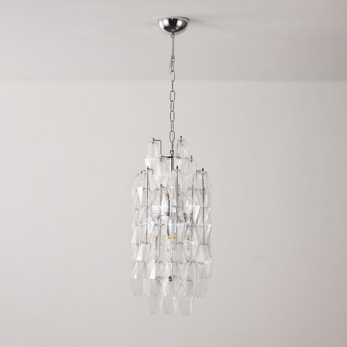 Lioraian Chandelier Amber Prism Long Cascading Glass Vintage