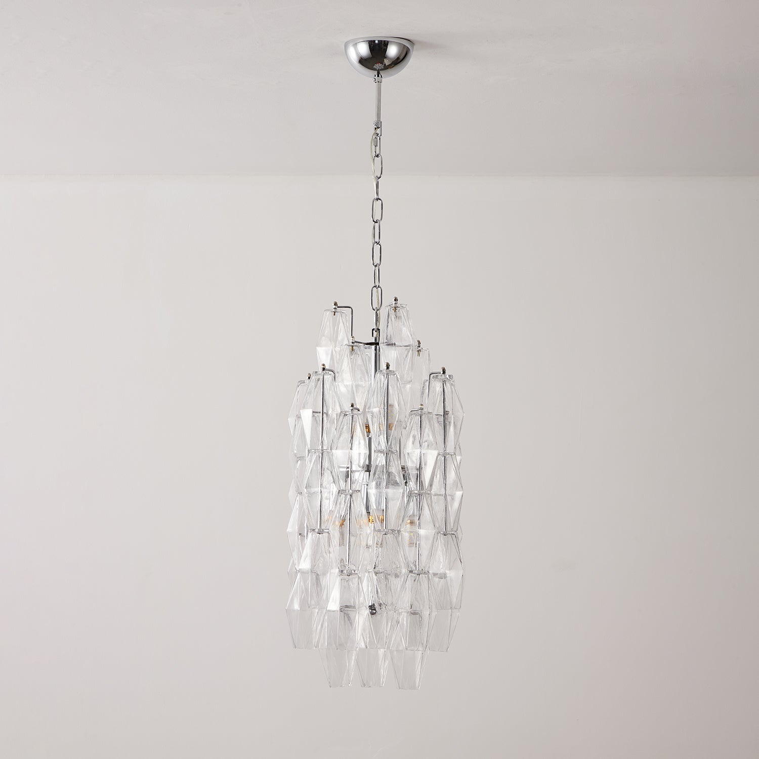 Lioraian Chandelier Amber Prism Long Cascading Glass Vintage