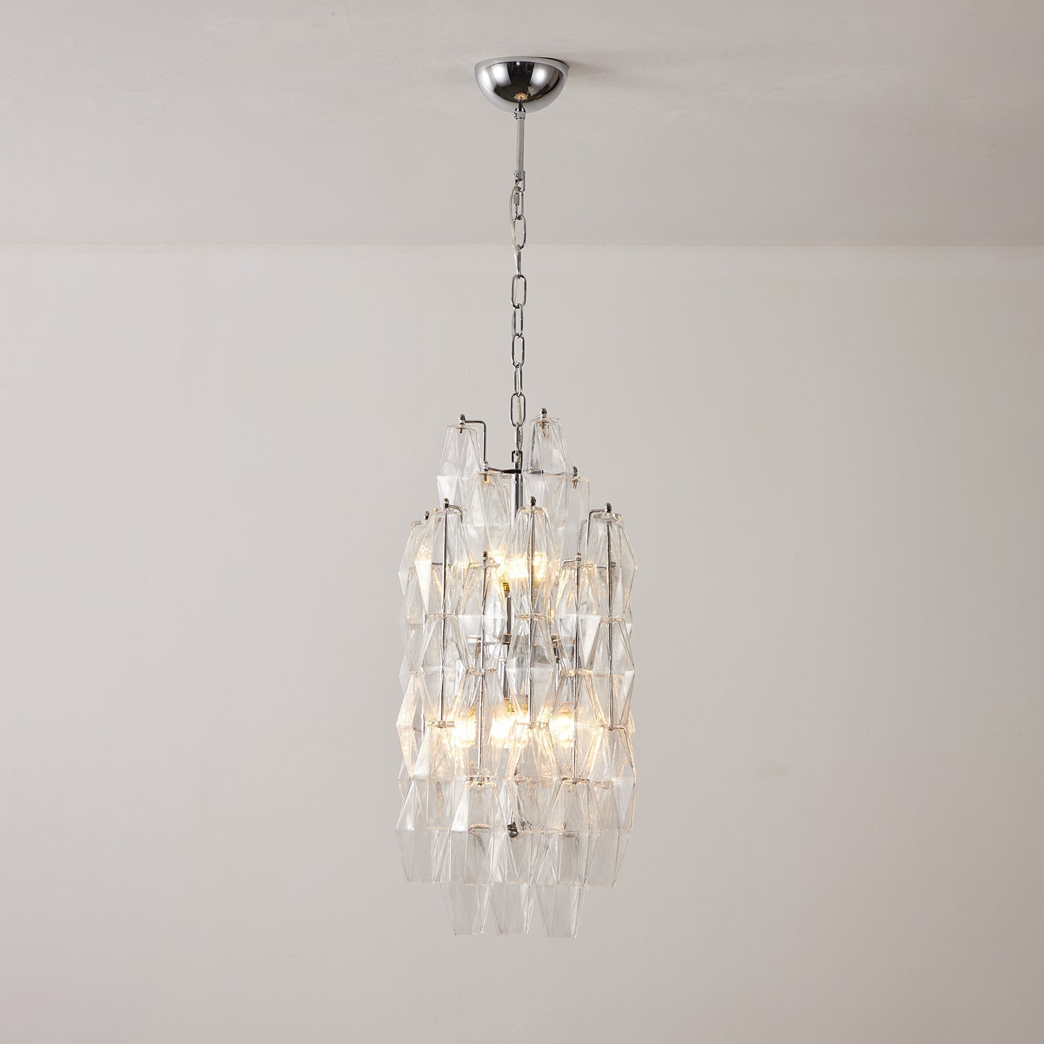 Lioraian Chandelier Amber Prism Long Cascading Glass Vintage