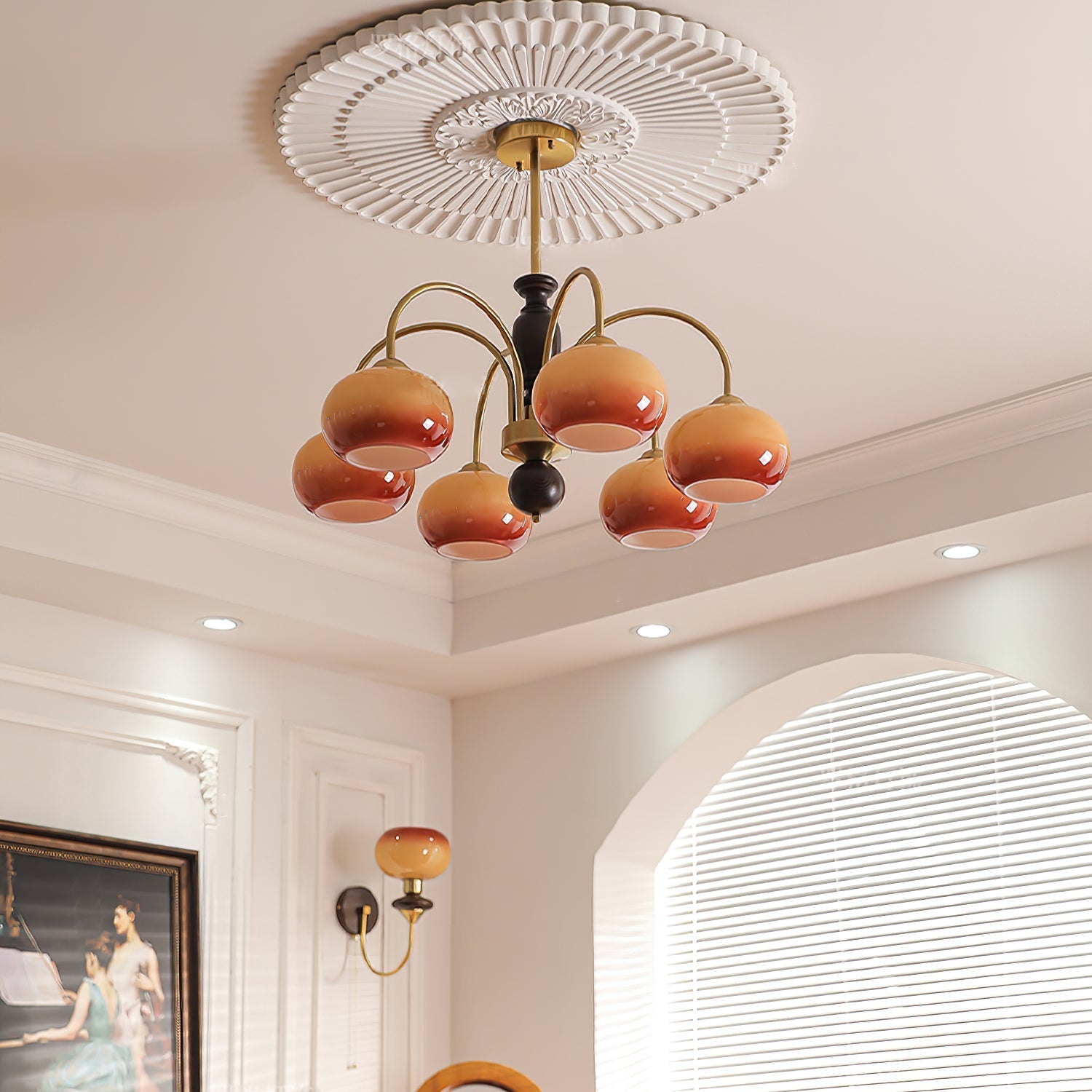 Rivirian Chandelier Amberly Arch Curved Arms