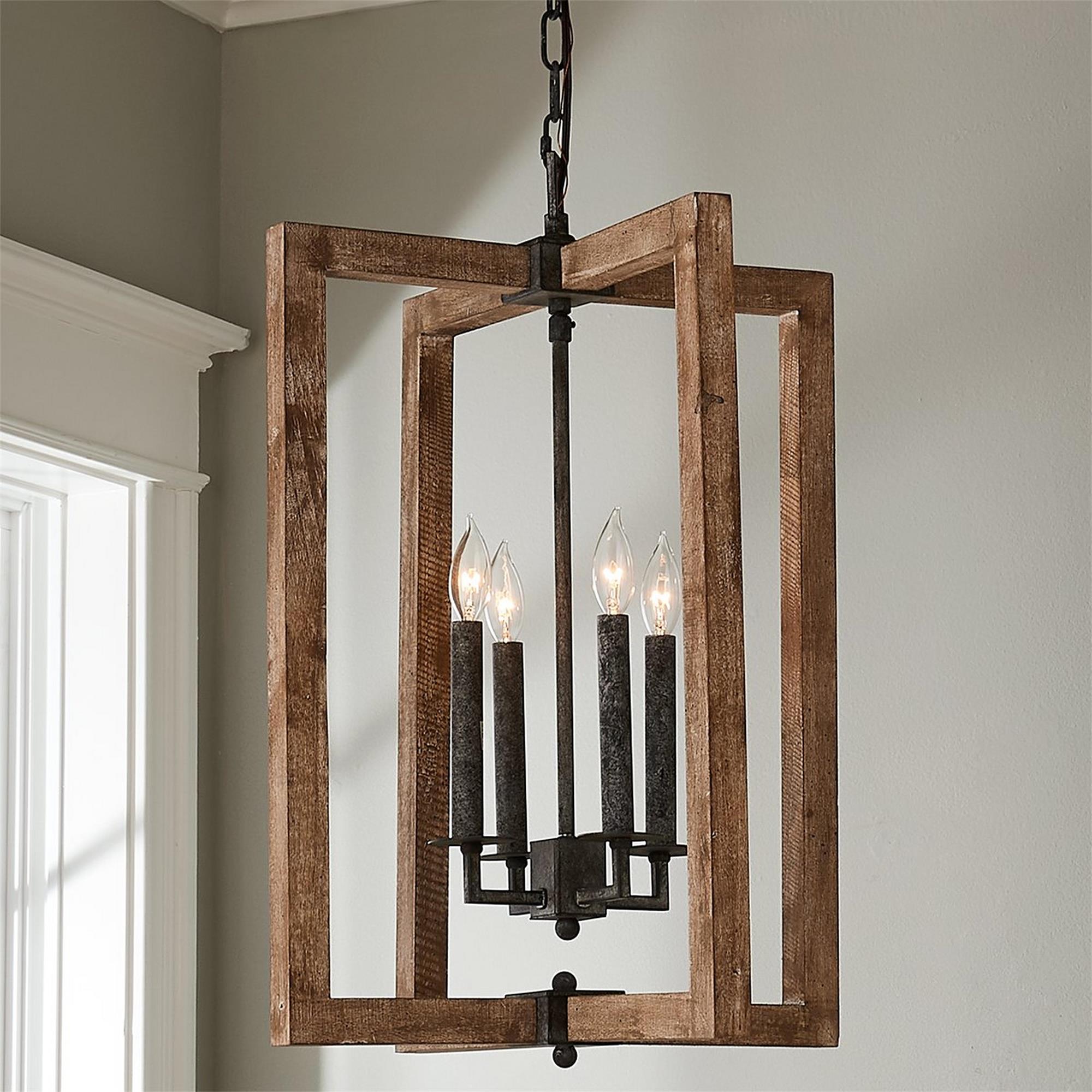 Eirikuvyi Vintage Creativity Metal Wood Lantern Pendant Lamp