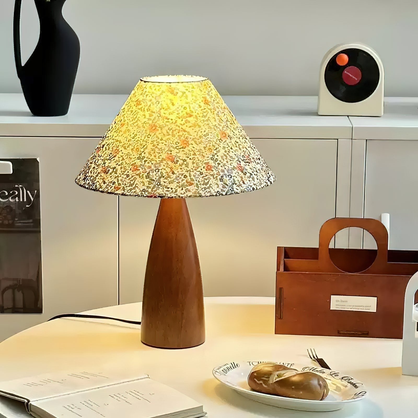 Candice Vintage Wood Table Lamp - Neutral Decor