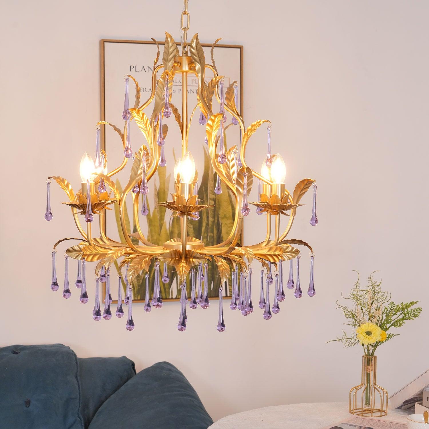 Orienaine Pendant Lamp Drops Gold Leaves