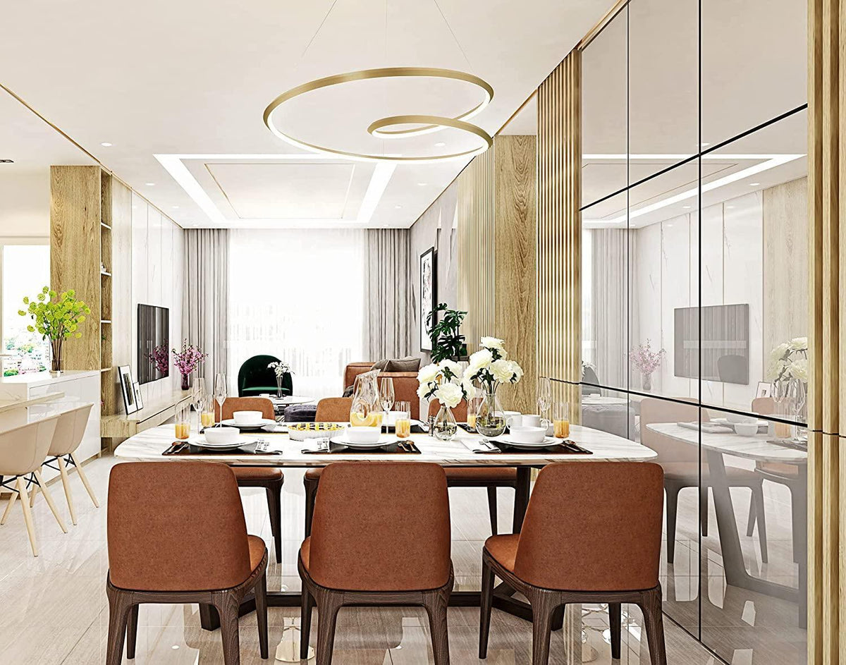 Dilen Chandelier Gold Aluminum Opal Glass