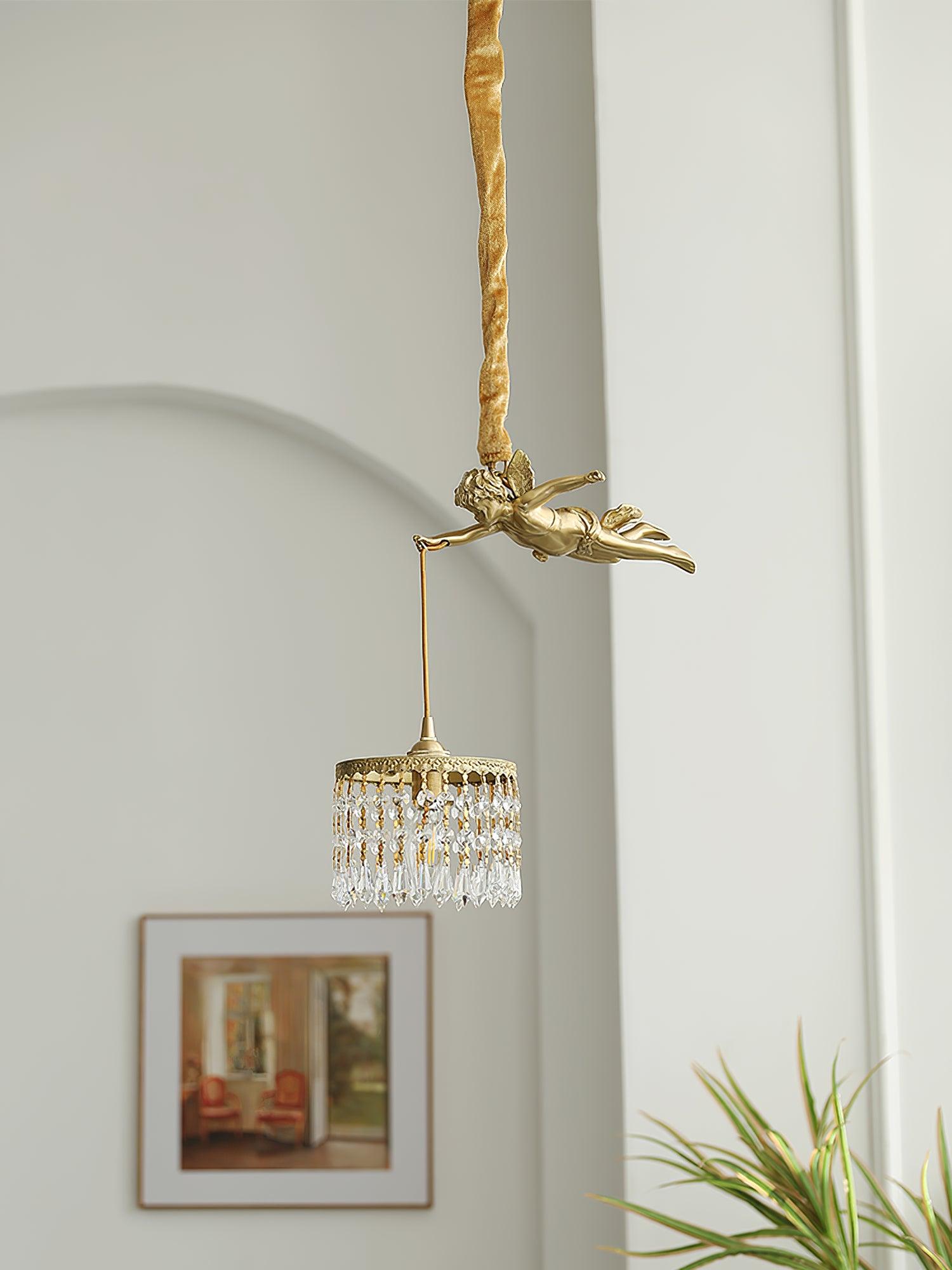 Calytra Brass & Crystal Artistic Pendant Light