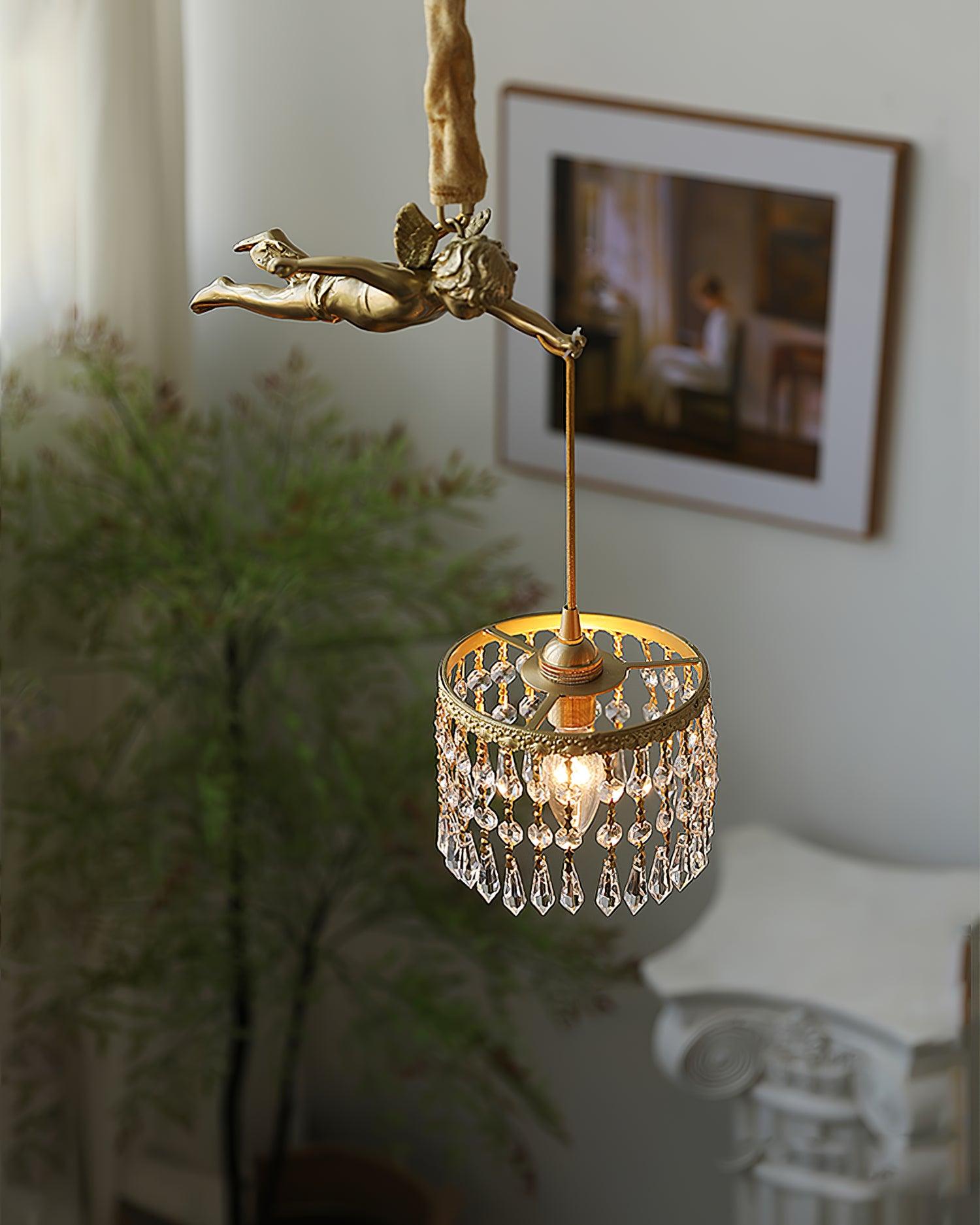 Calytra Brass & Crystal Artistic Pendant Light