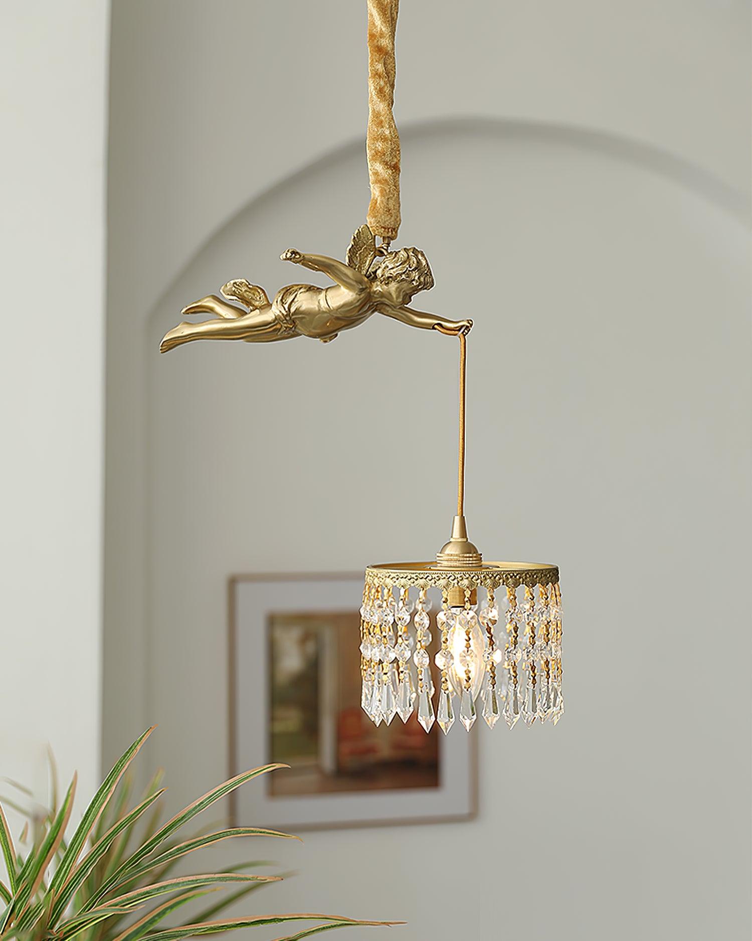 Calytra Brass & Crystal Artistic Pendant Light
