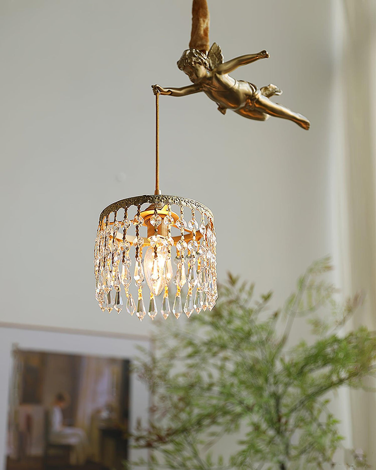Calytra Brass & Crystal Artistic Pendant Light