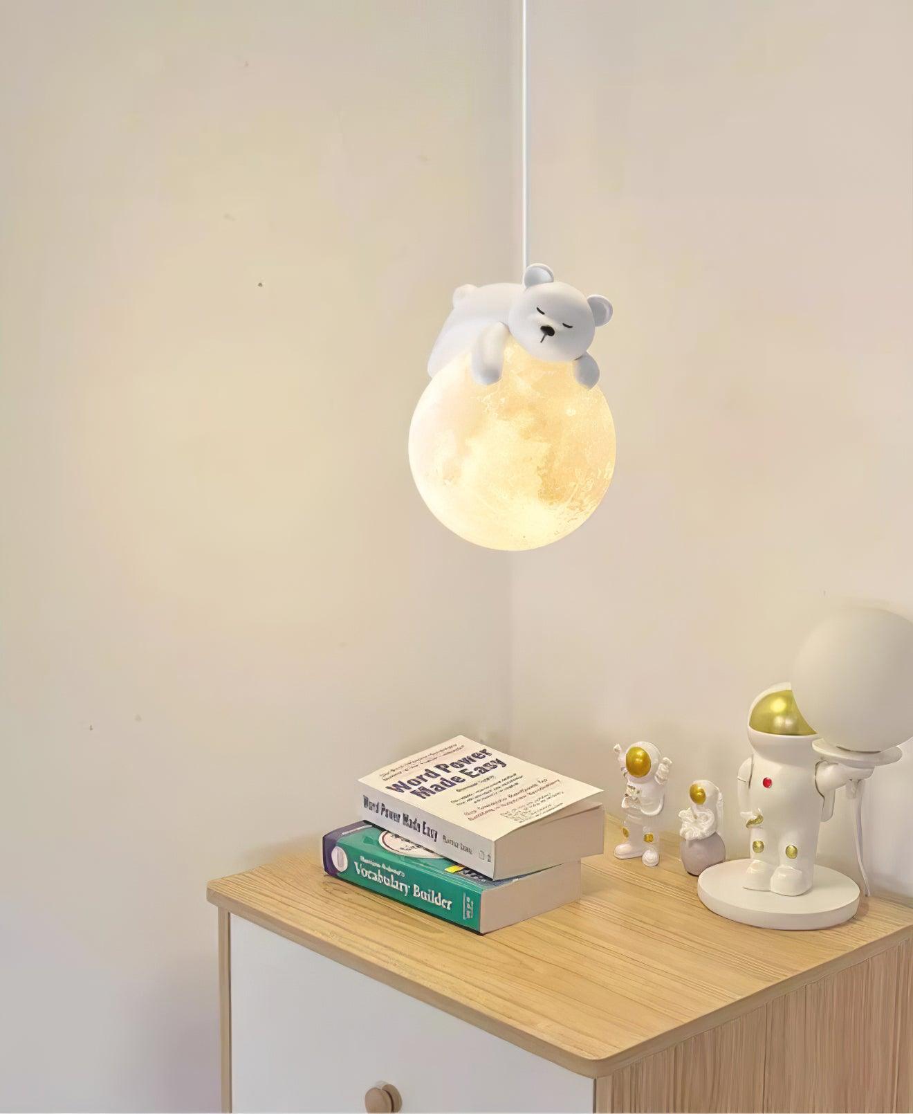 Velisise Pendant Lamp Bear Moon for Children's Room