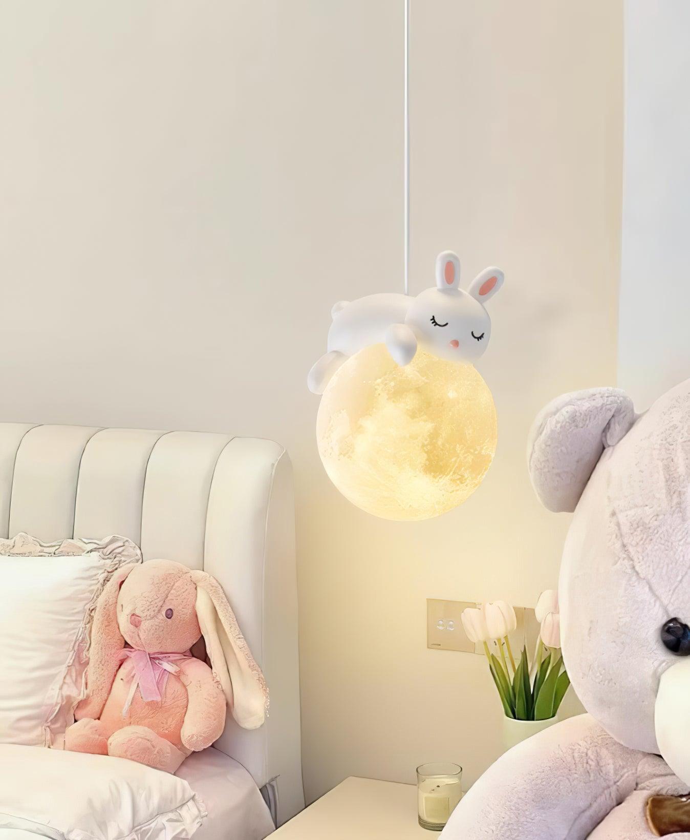 Velisise Pendant Lamp Bear Moon for Children's Room