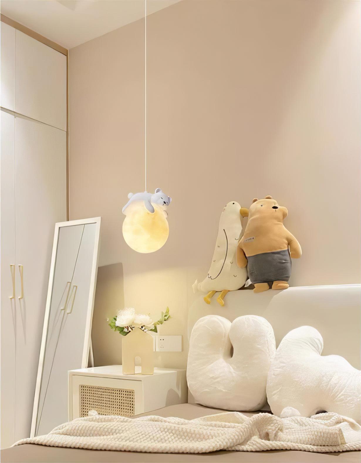 Velisise Pendant Lamp Bear Moon for Children's Room