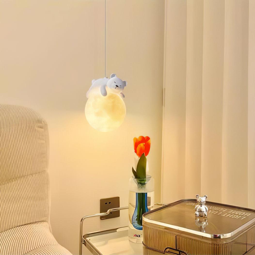 Velisise Pendant Lamp Bear Moon for Children's Room