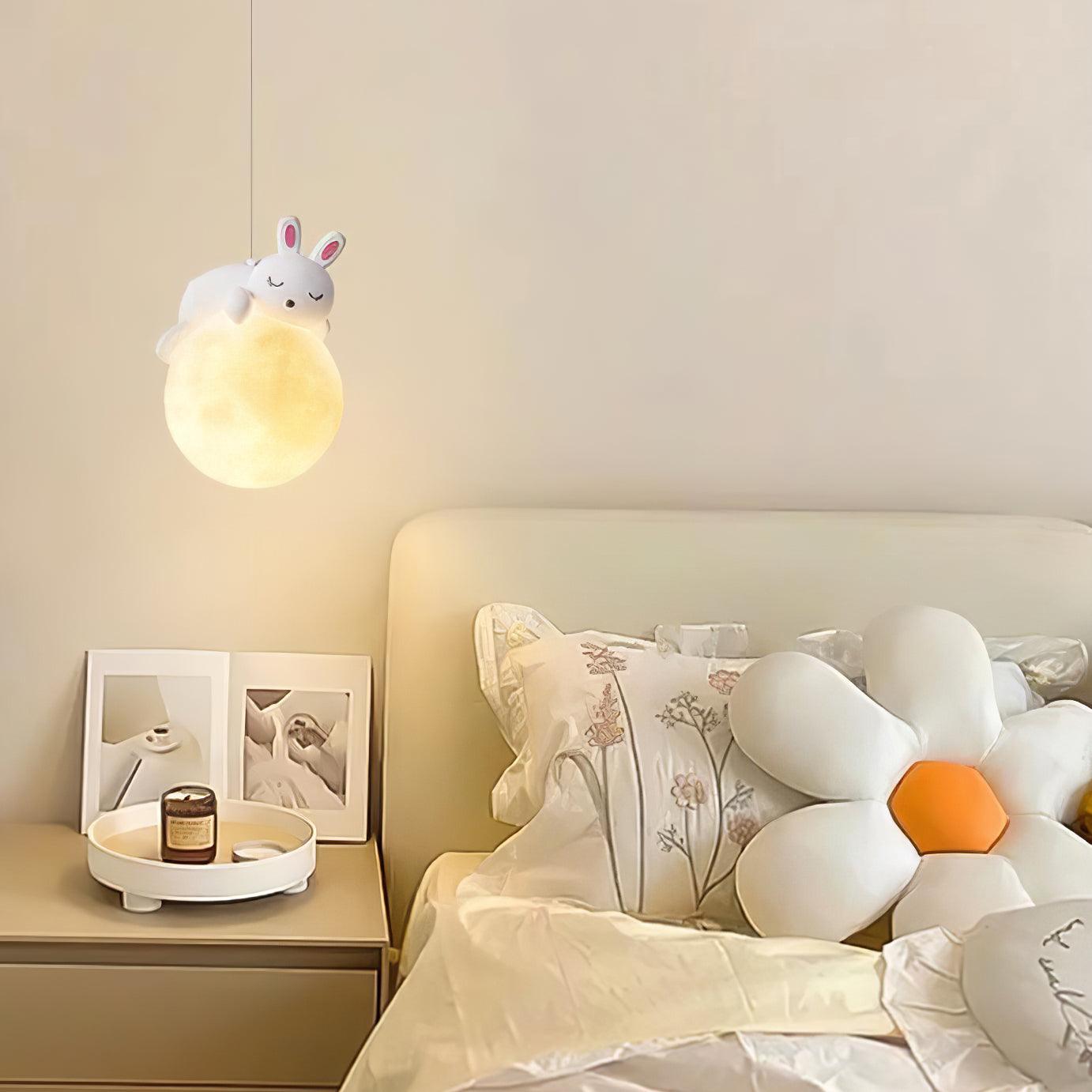 Velisise Pendant Lamp Bear Moon for Children's Room