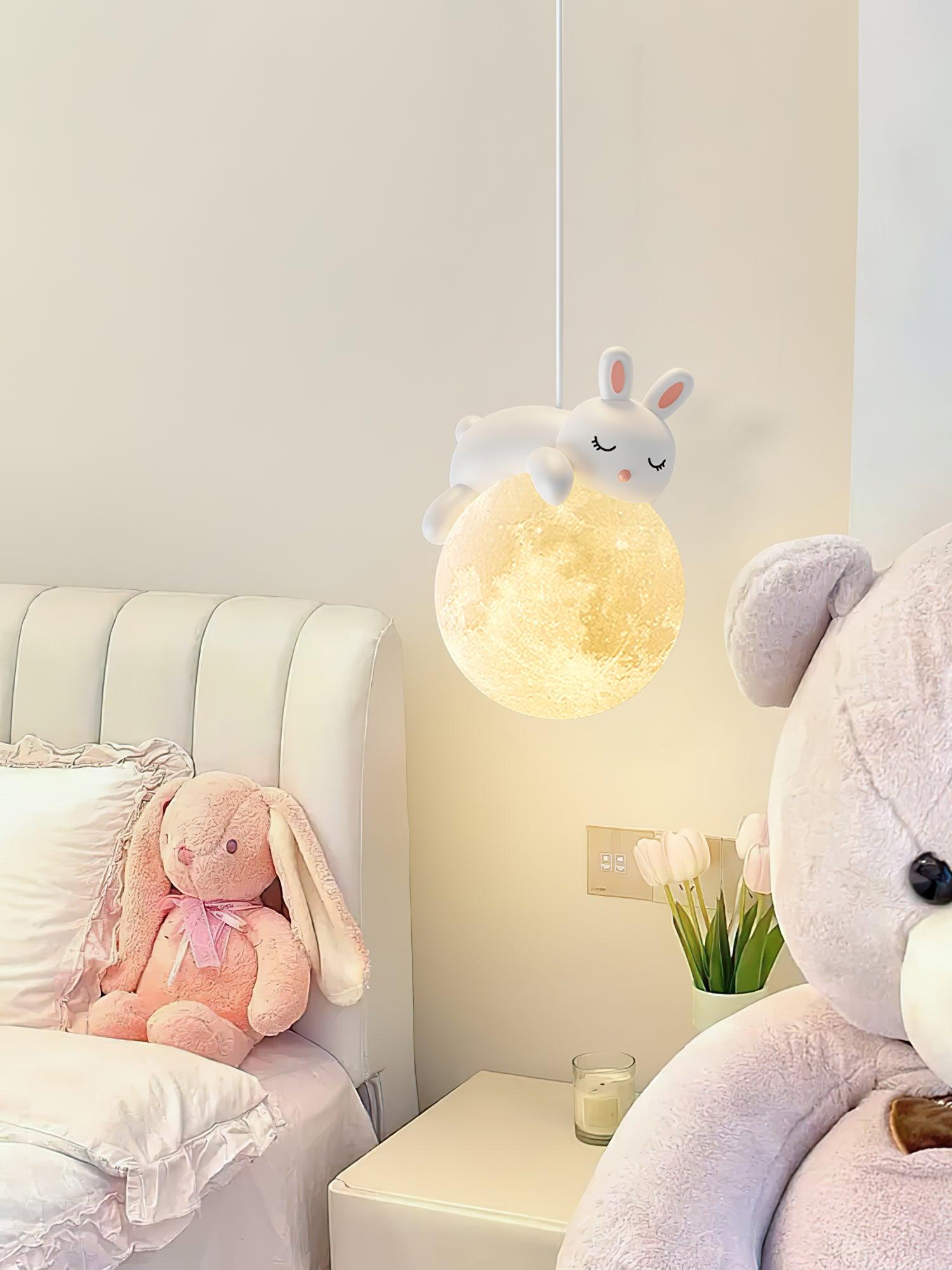 Velisise Pendant Lamp Bear Moon for Children's Room