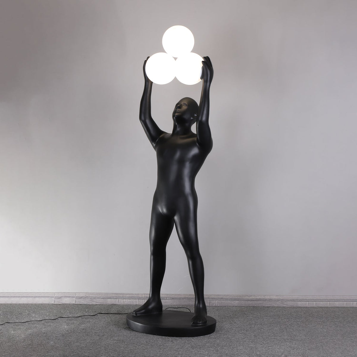 Eurshaia Sculptural Black Floor Lamp