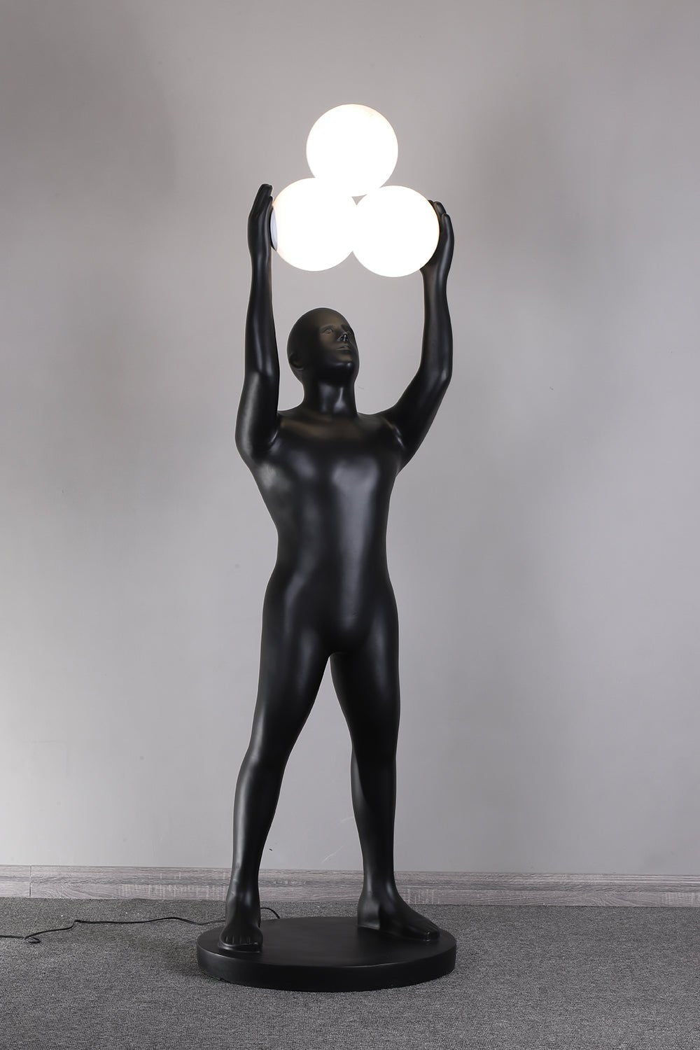 Eurshaia Sculptural Black Floor Lamp