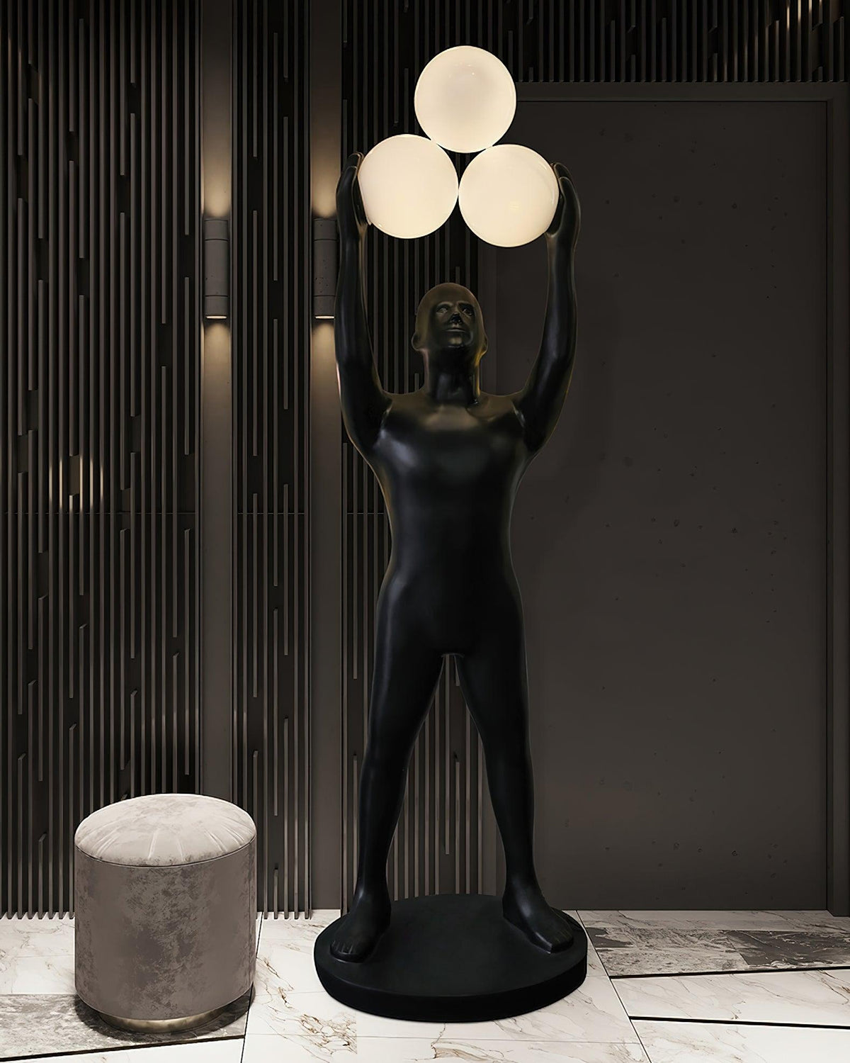 Eurshaia Sculptural Black Floor Lamp