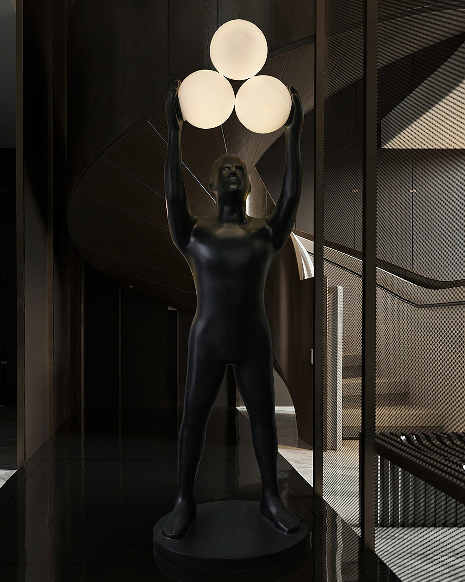 Eurshaia Sculptural Black Floor Lamp