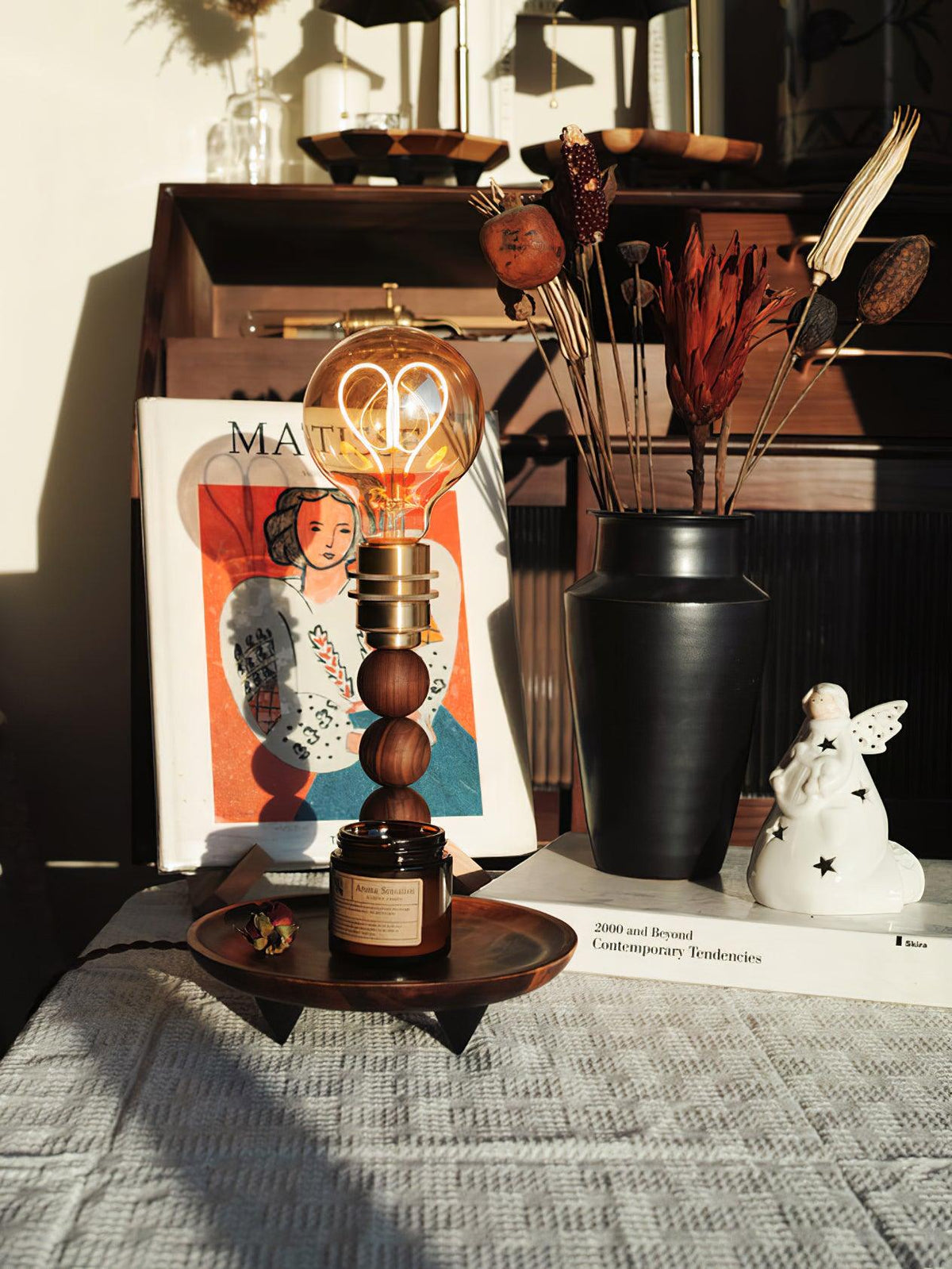 Idoryre Wooden Bead Table Lamp