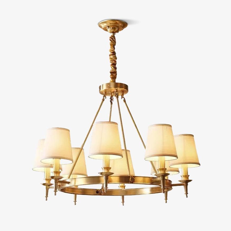 Dyvlen Chandelier Brass Linen Modern 8-Light